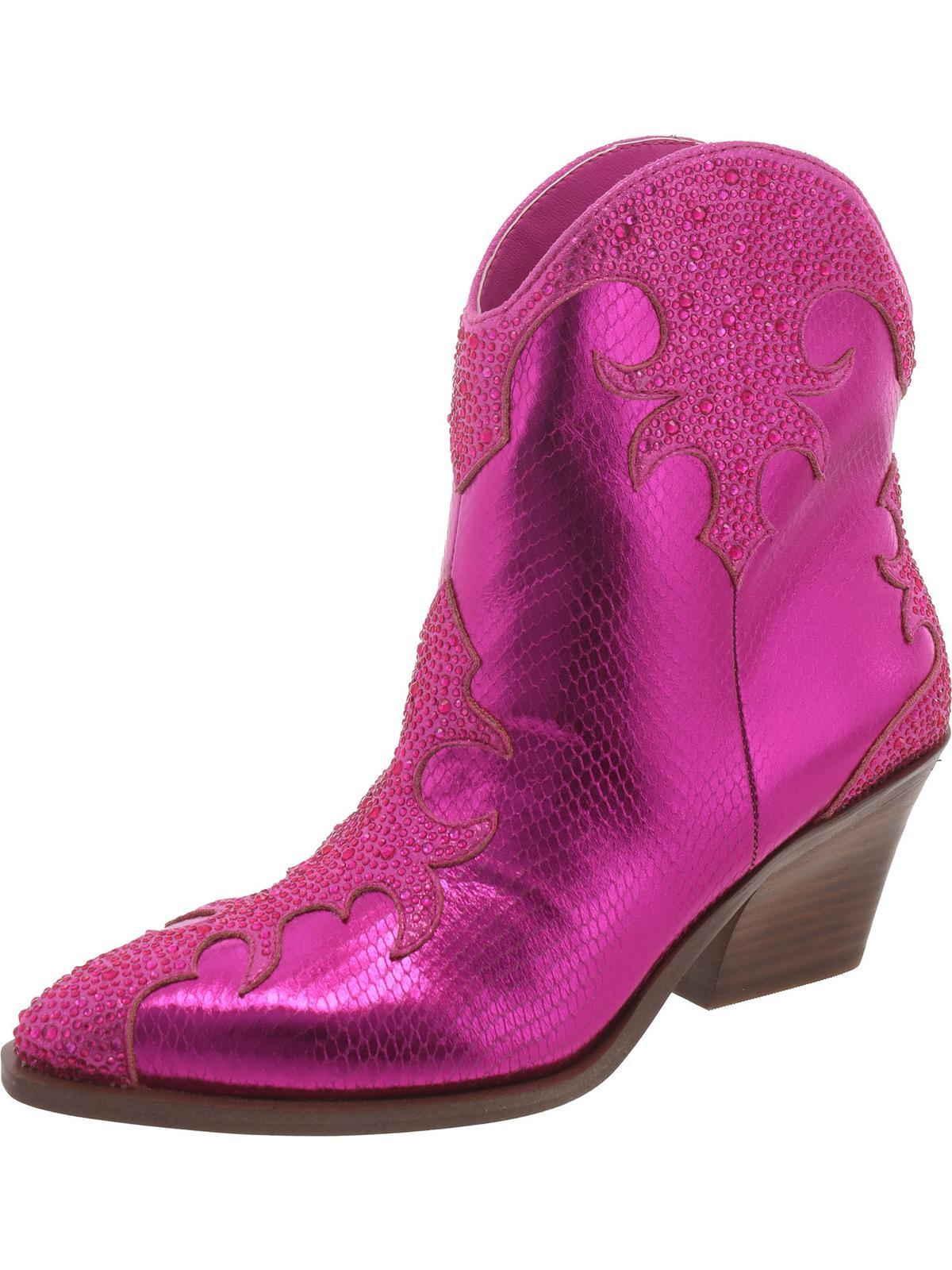 zolly womens snake print rhinestones booties