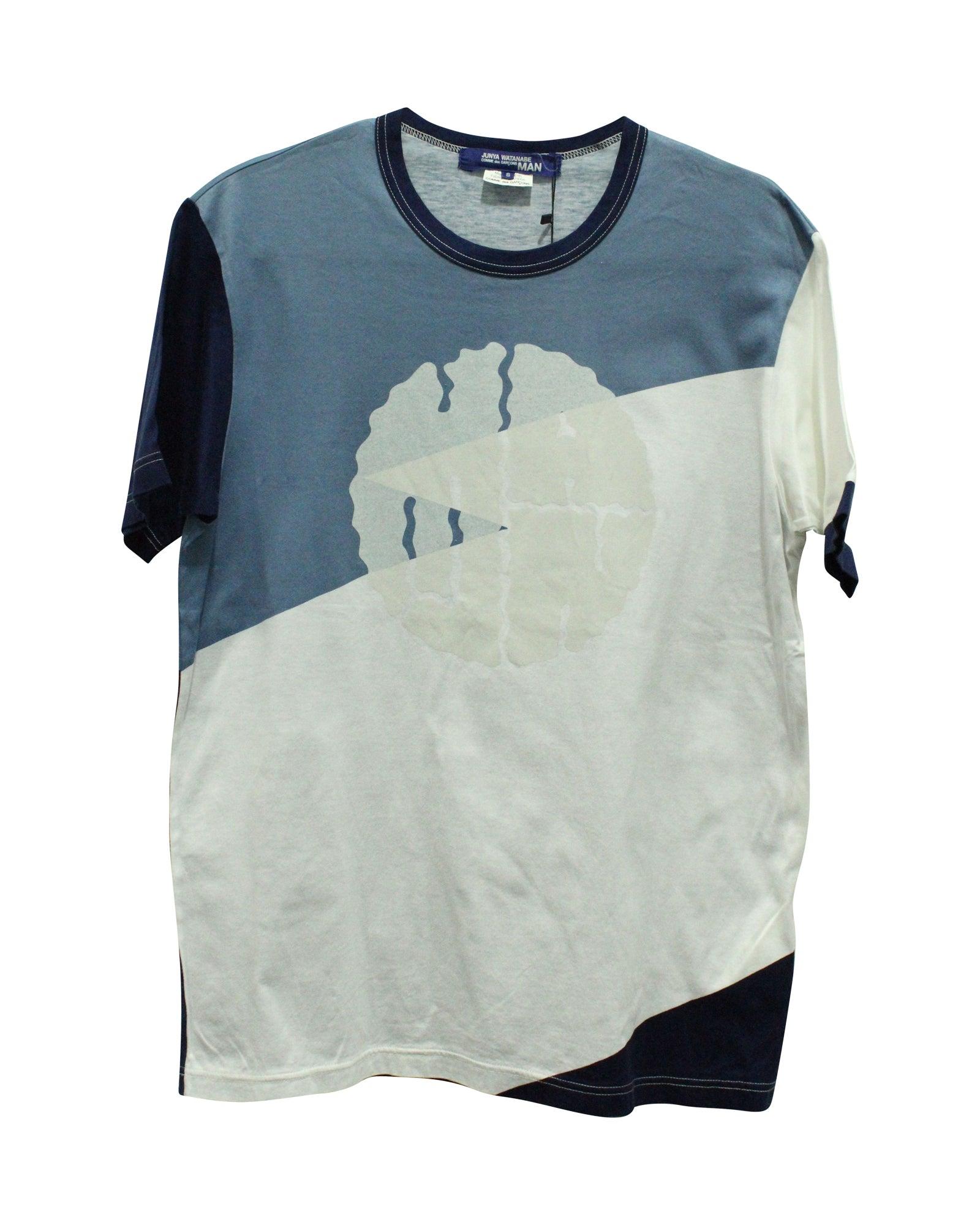 man graphic printed shirt in blue cotton