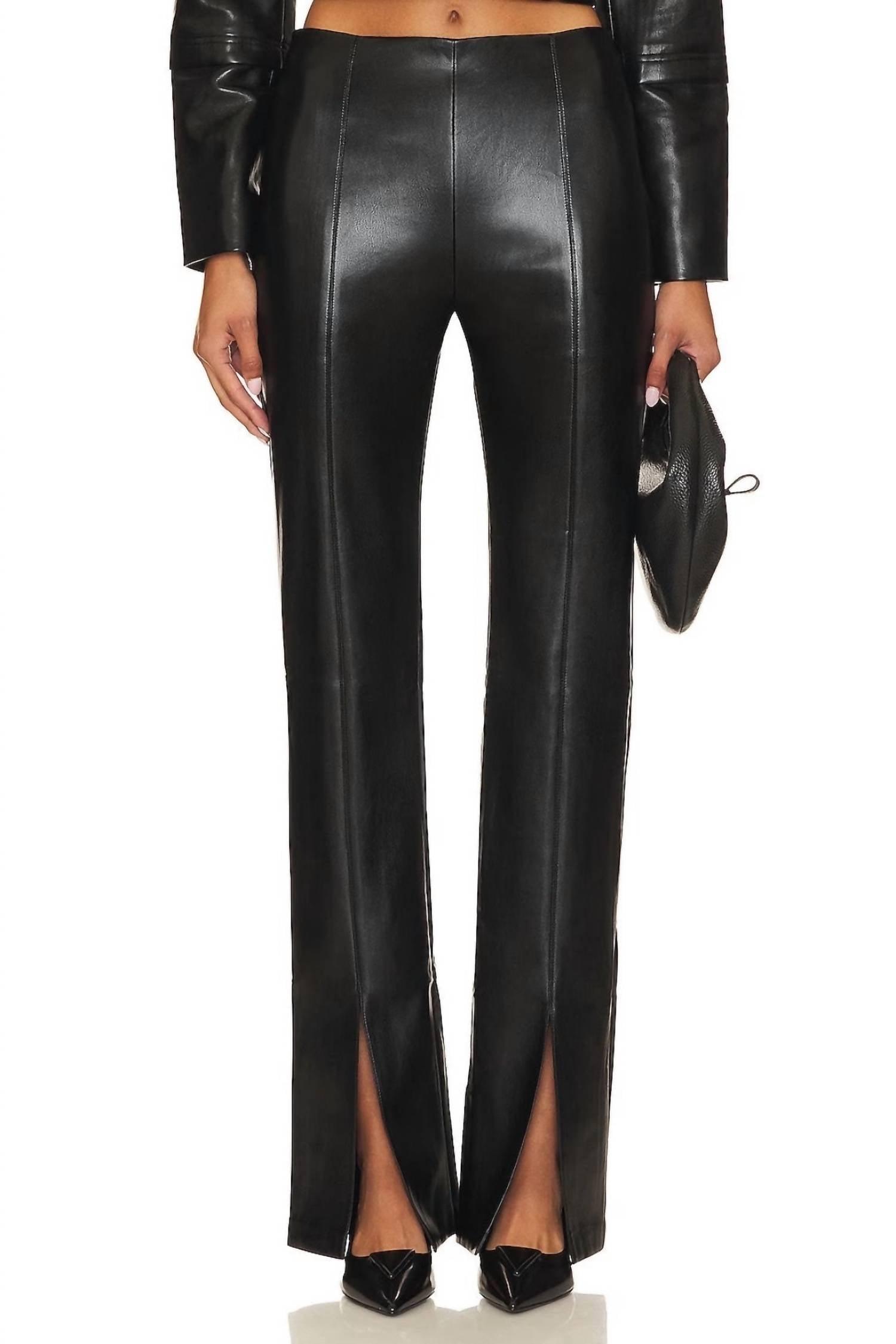 faux leather tavira pants in black