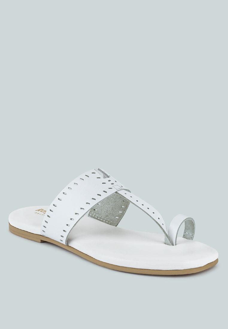 mila white toe ring thong slip ons