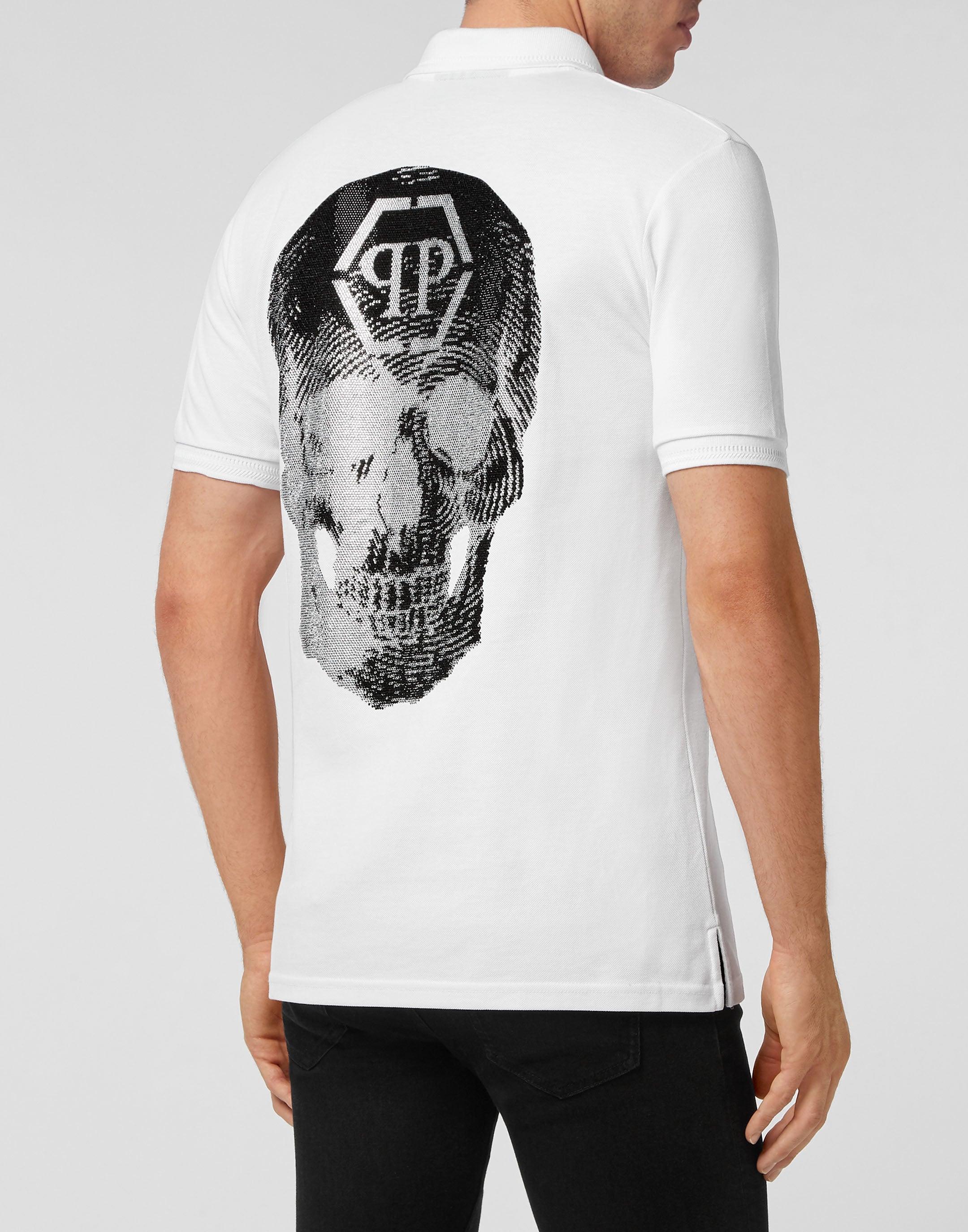 slim fit polo shirt ss skull with crystals