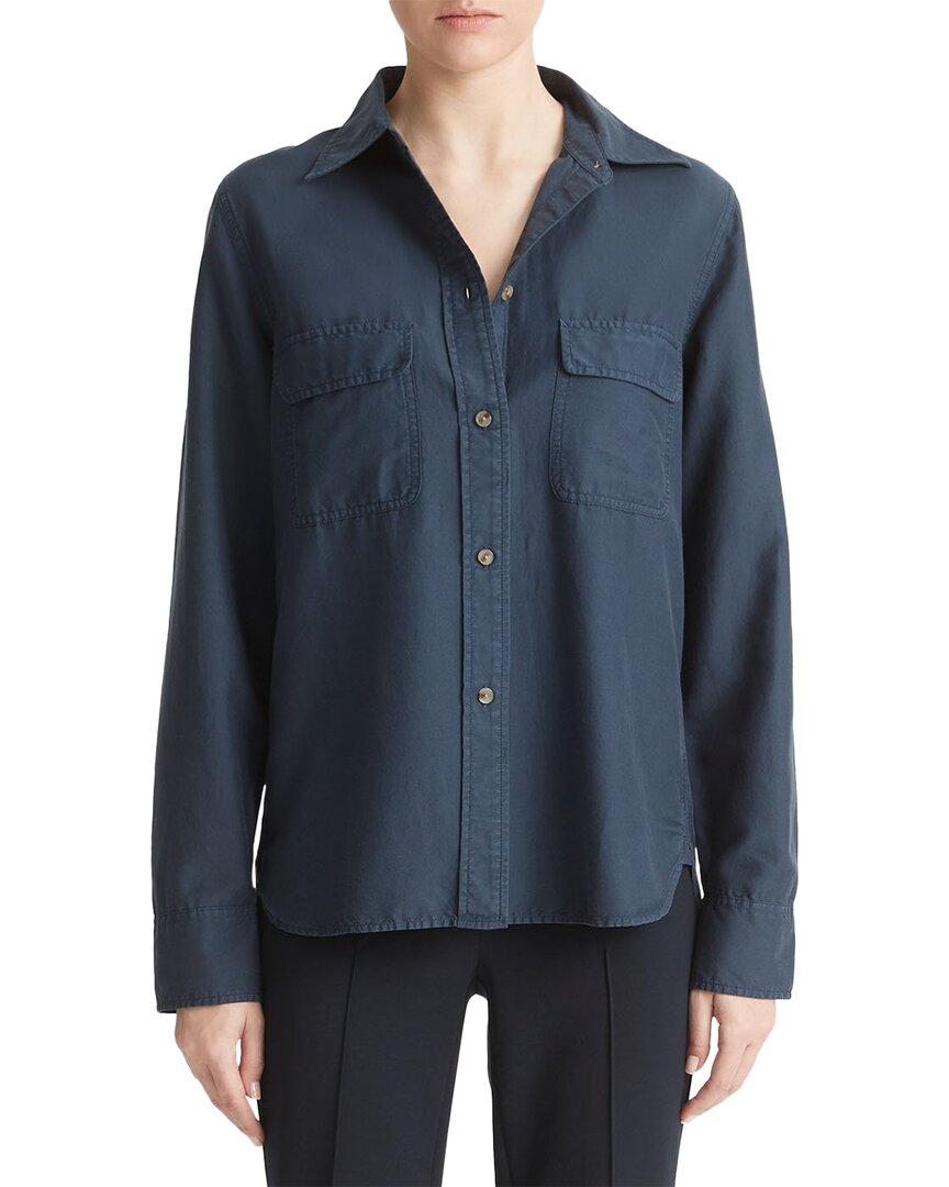 silk-blend utility shirt