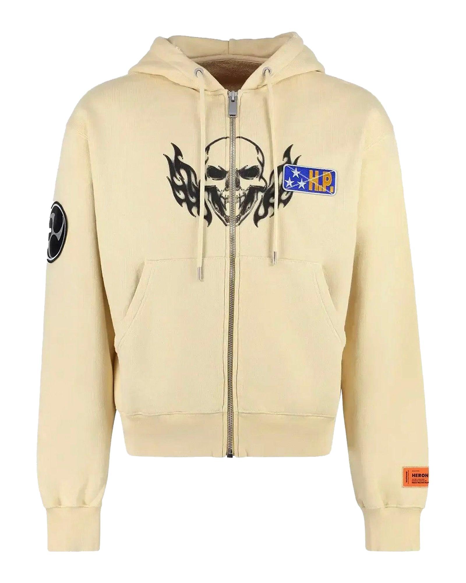 hoodie zip up flaming skul