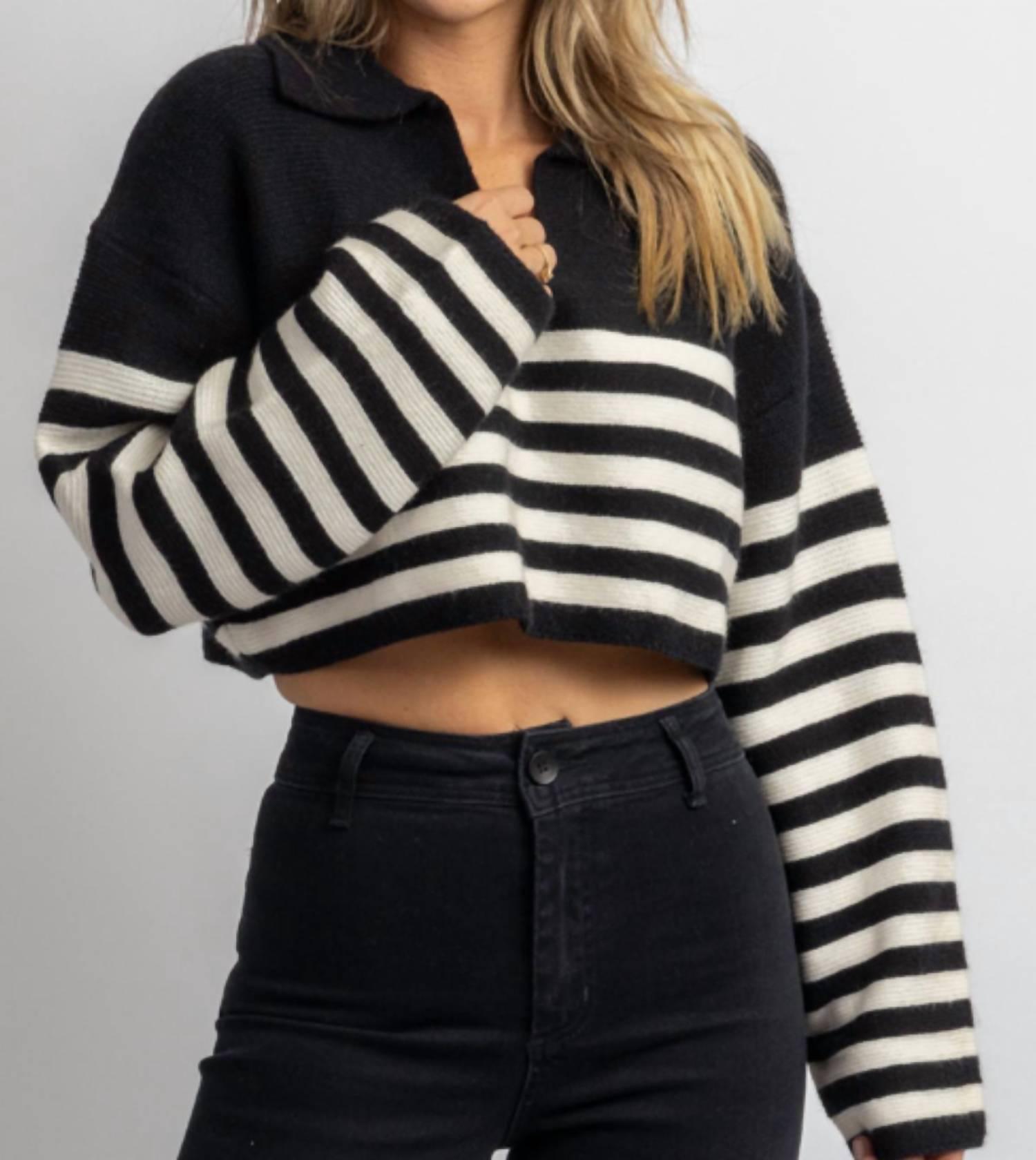 corbin striped sweater in black