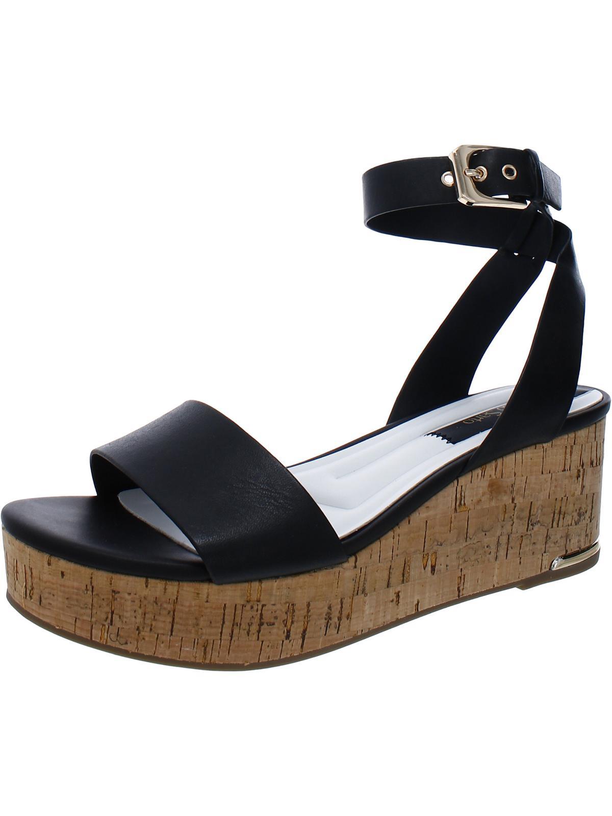 presley womens leather ankle strap wedge sandals