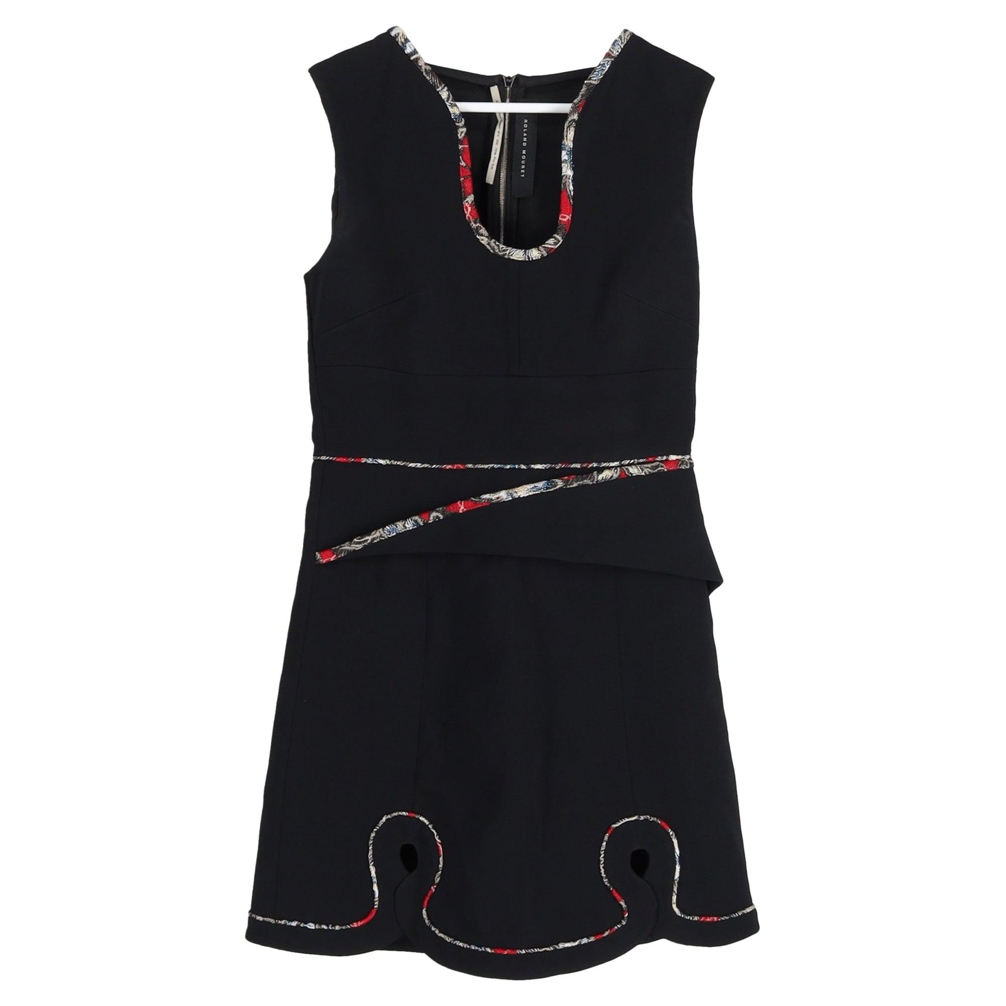 conrad embroidered crepe mini dress in black viscose