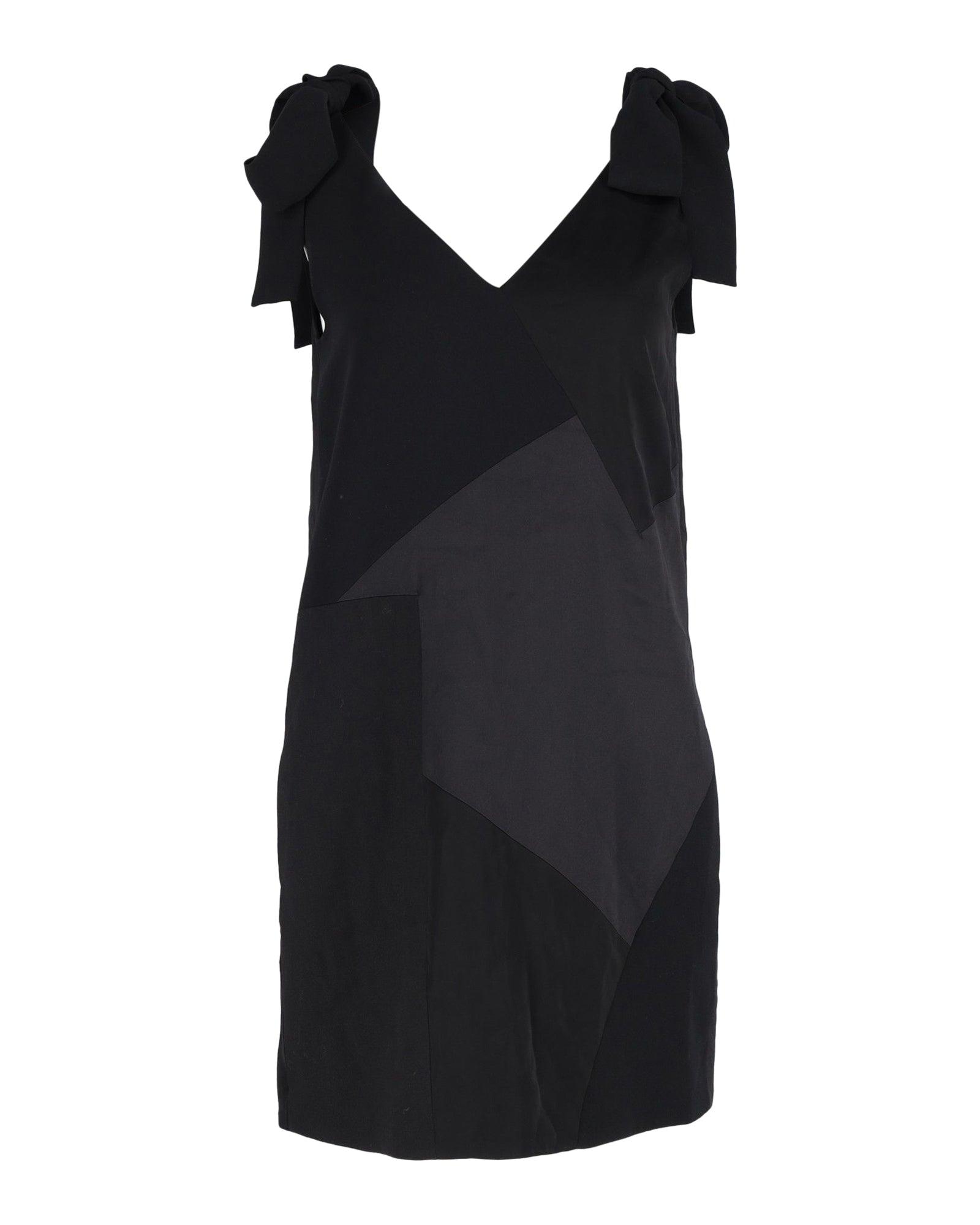 tie-straps paneled mini dress in black polyester