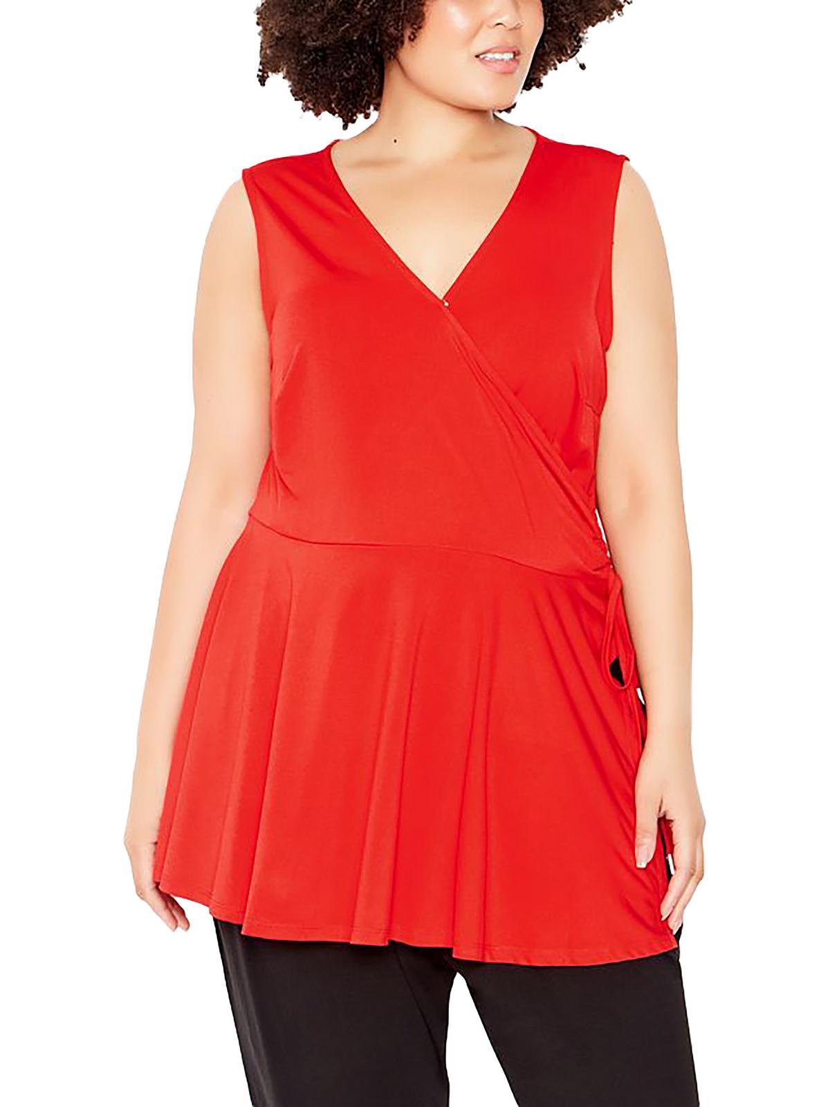 plus lindsey womens surplice sleeveless tunic top