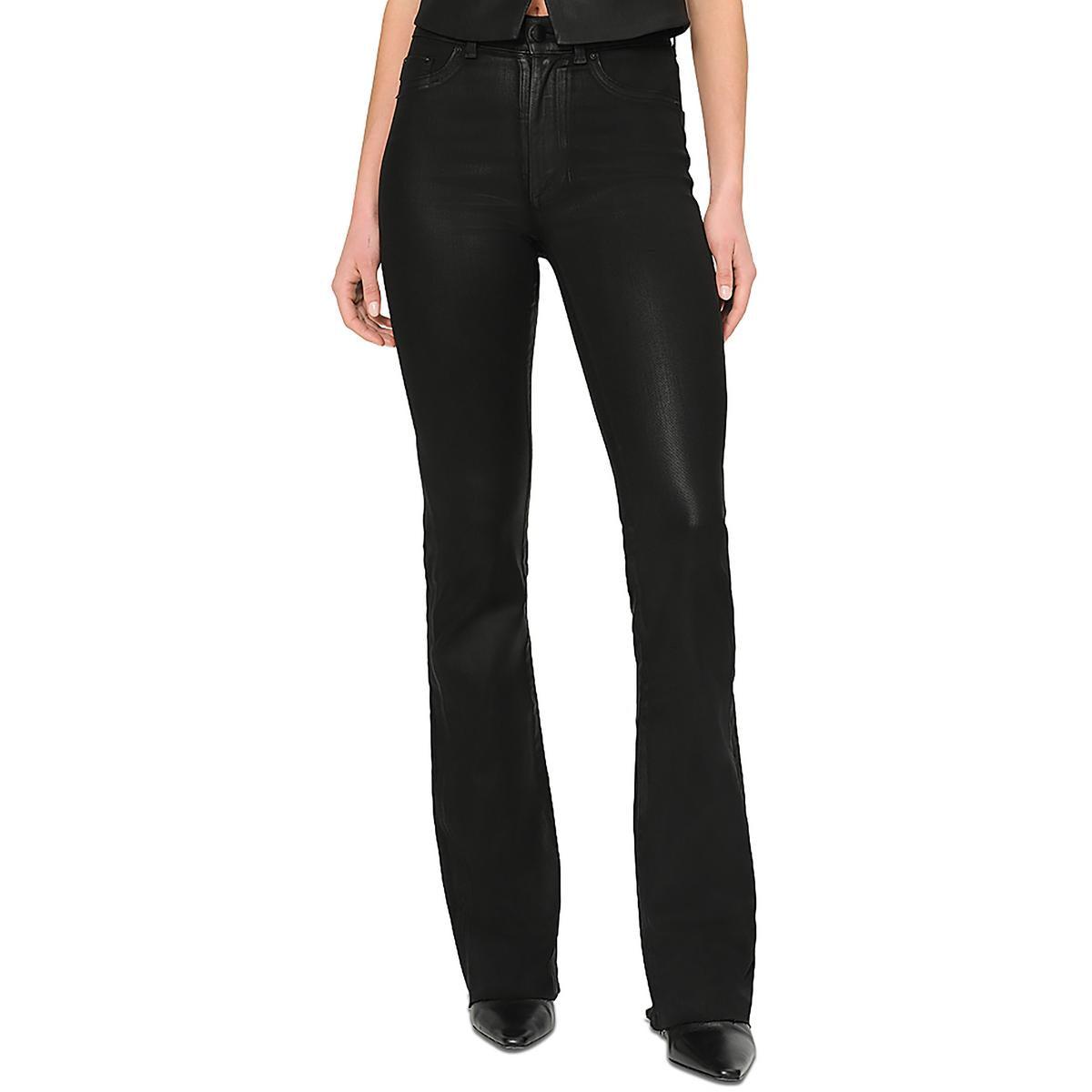 womens high rise coated bootcut jeans