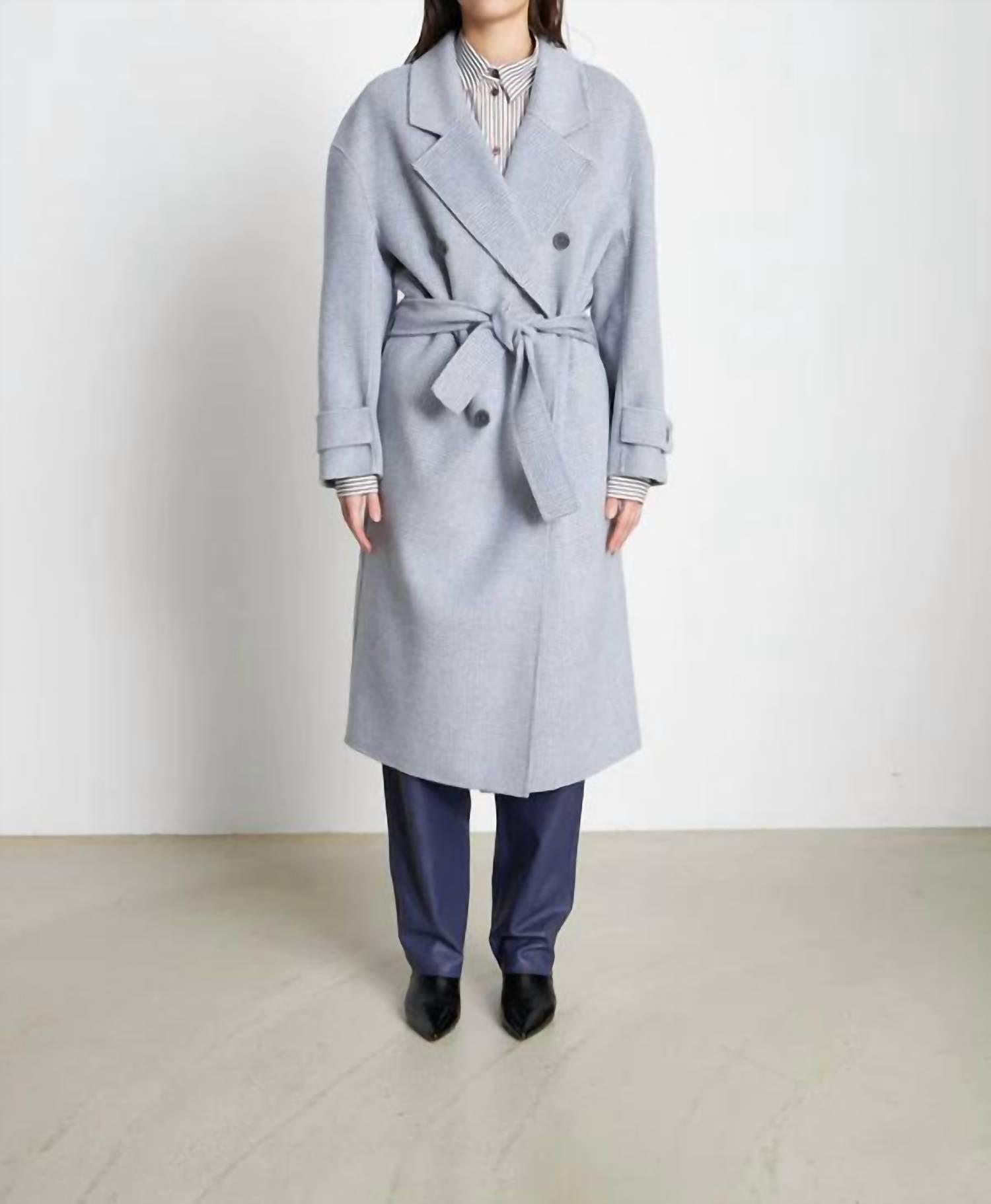 marissa checked wool mix coat in grey