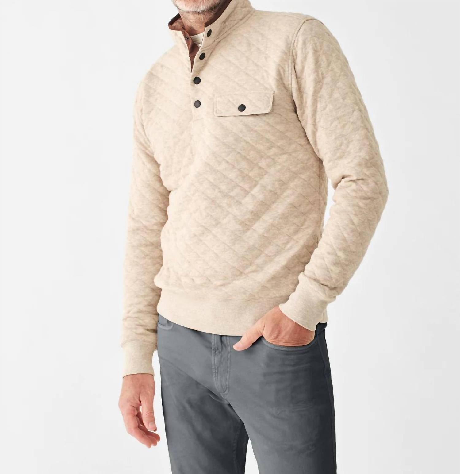 epic quilted fleece pullover sweatshirt in oatmeal melange