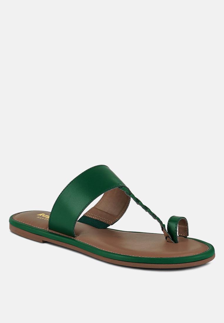 harris green toe ring braided slip ons