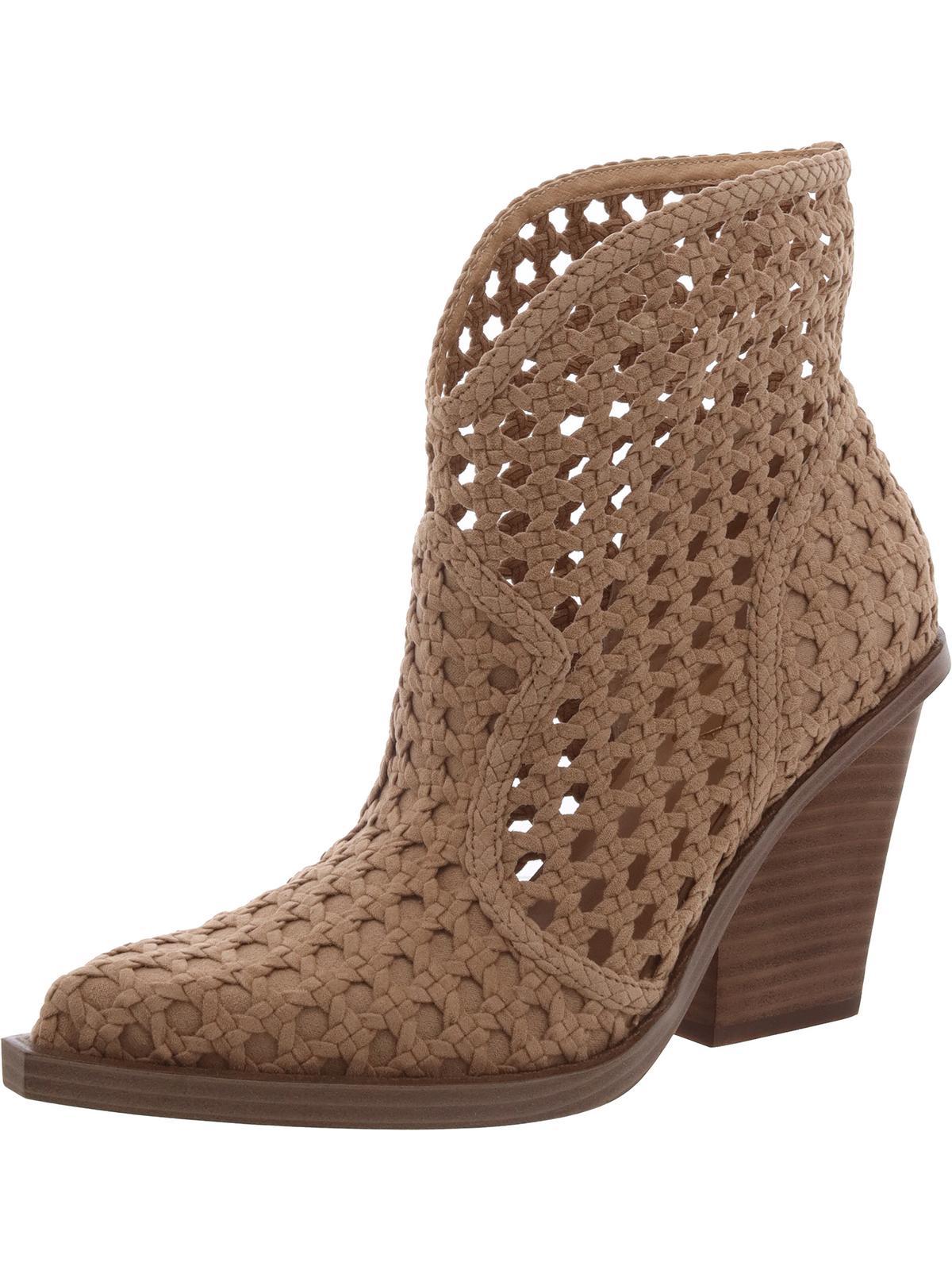 lukkah womens faux suede stacked heel ankle boots