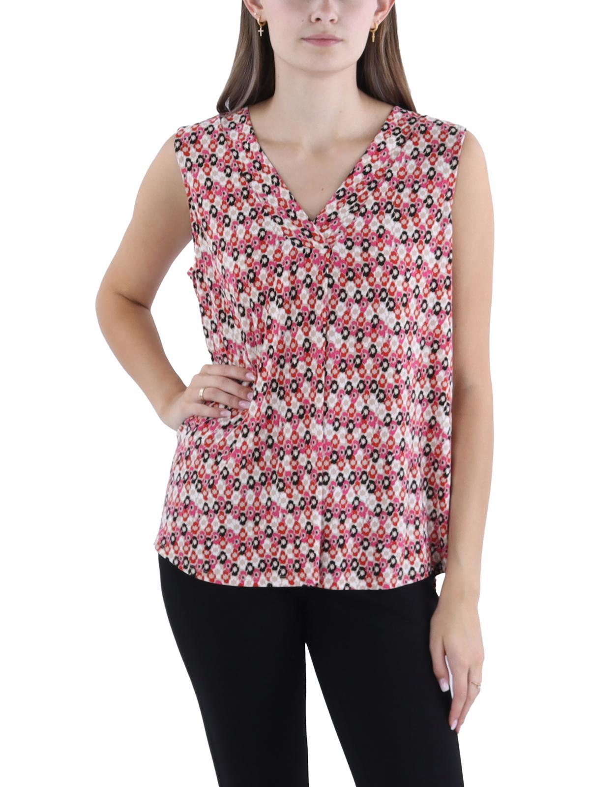 womens printed sleeveless pullover top