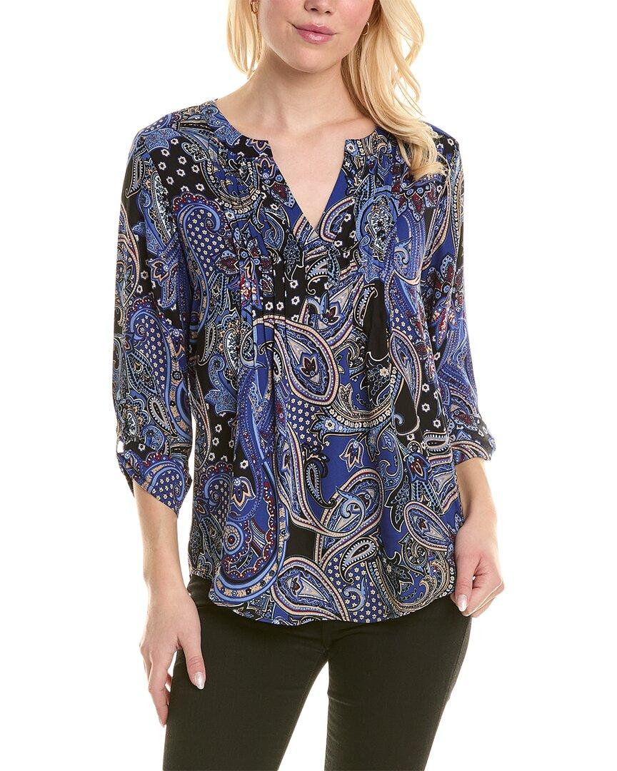 Jones New York Printed Roll Tab Top