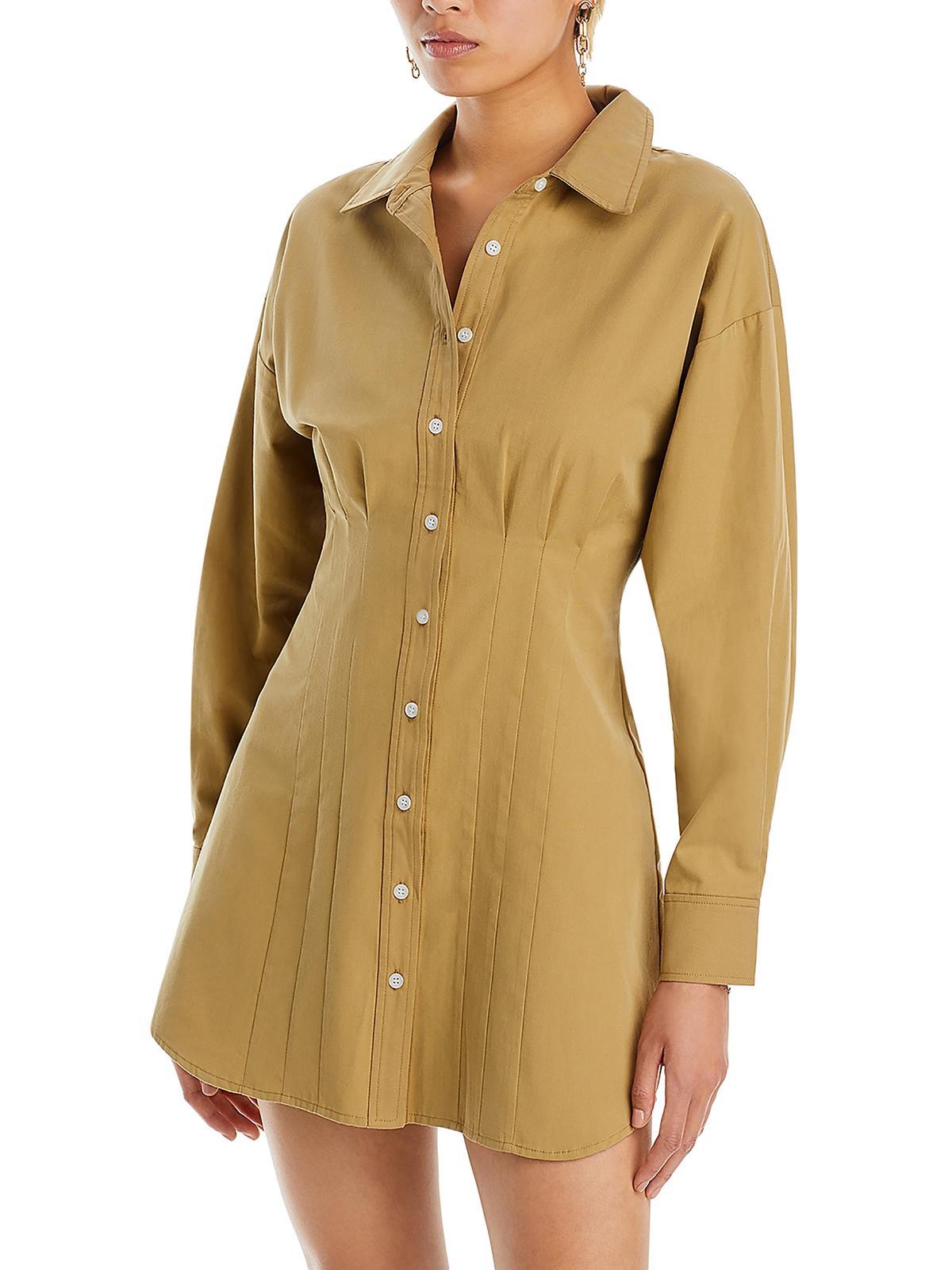 womens cotton button down shirtdress