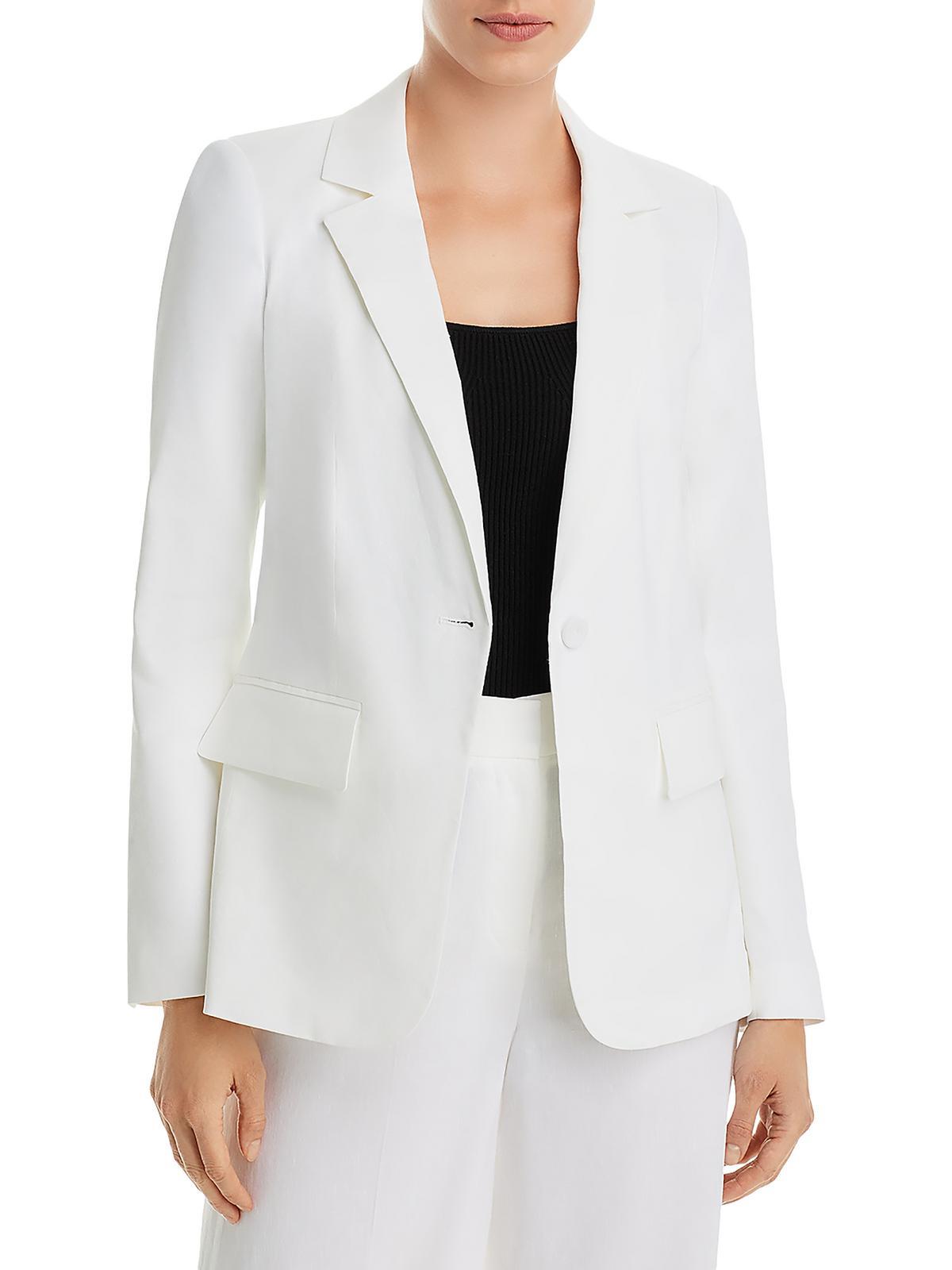 jordi womens linen career one-button blazer