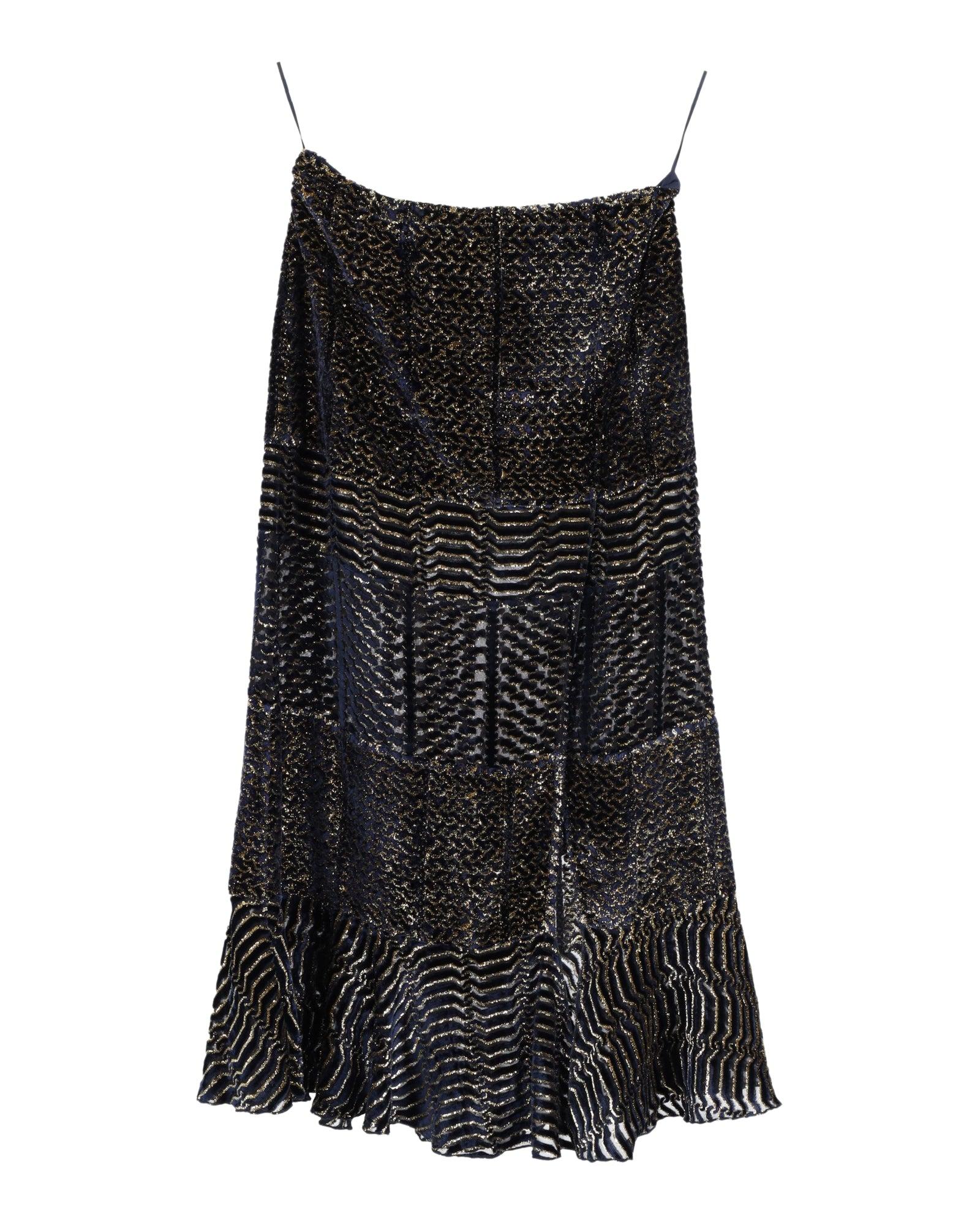 printed midi skirt in metallic viscose