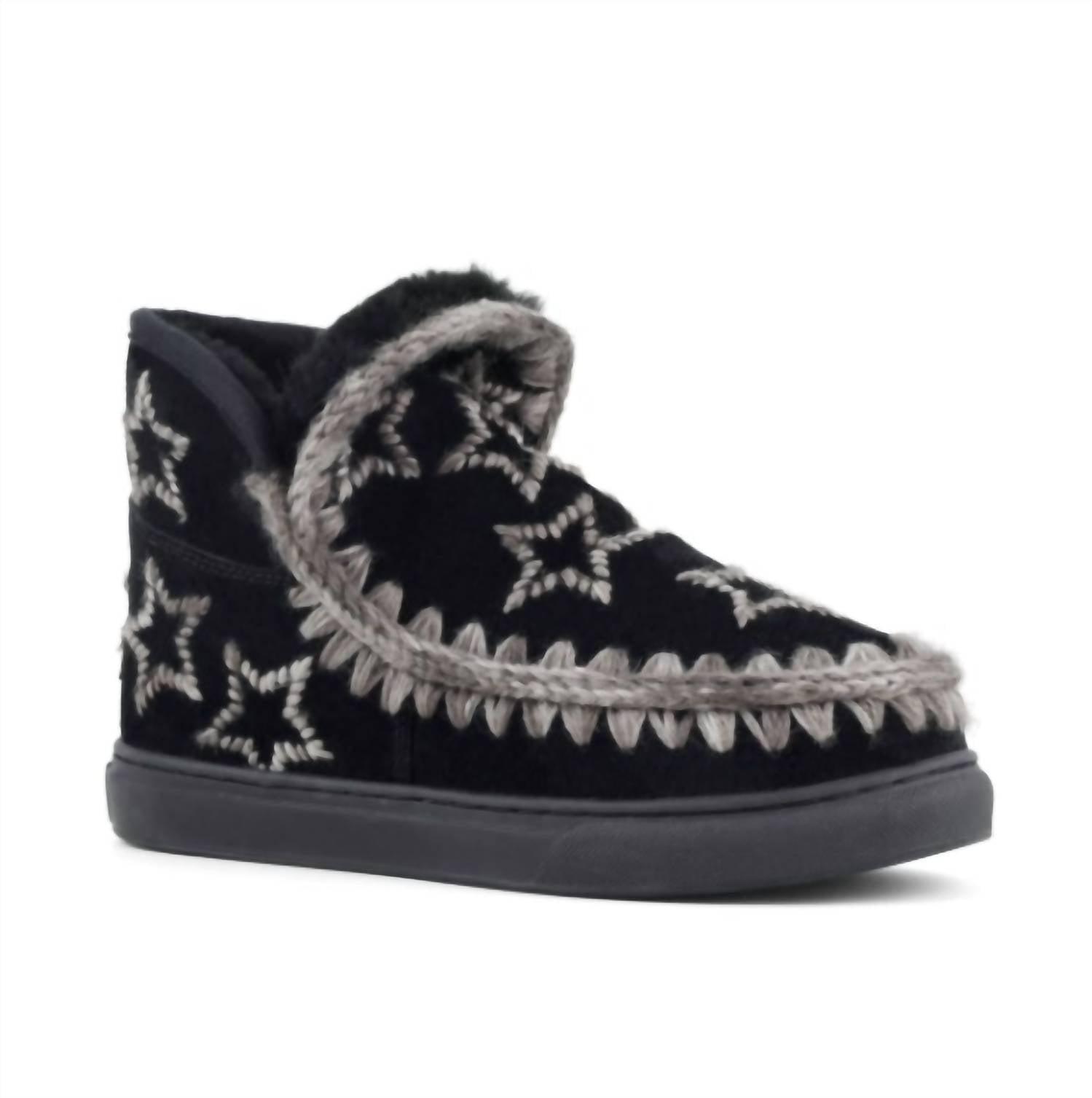 women's eskimo sneakers with wool stars in black