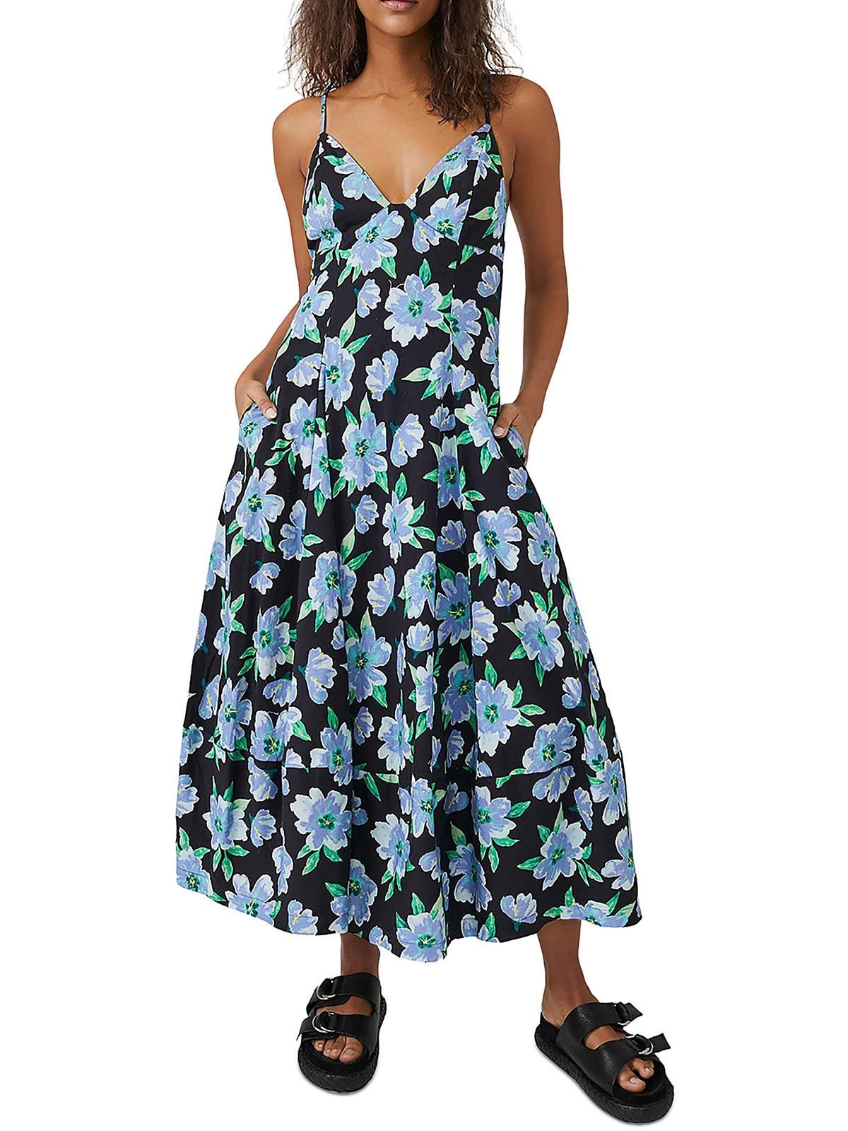 finer things womens v-neck long midi dress