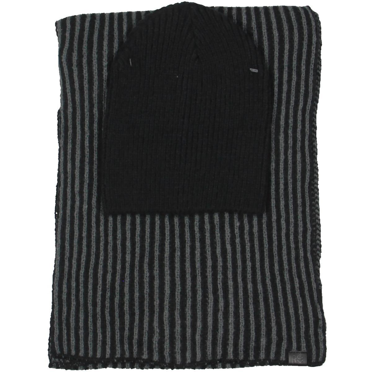 mens herringbone beanie hat & scarf set