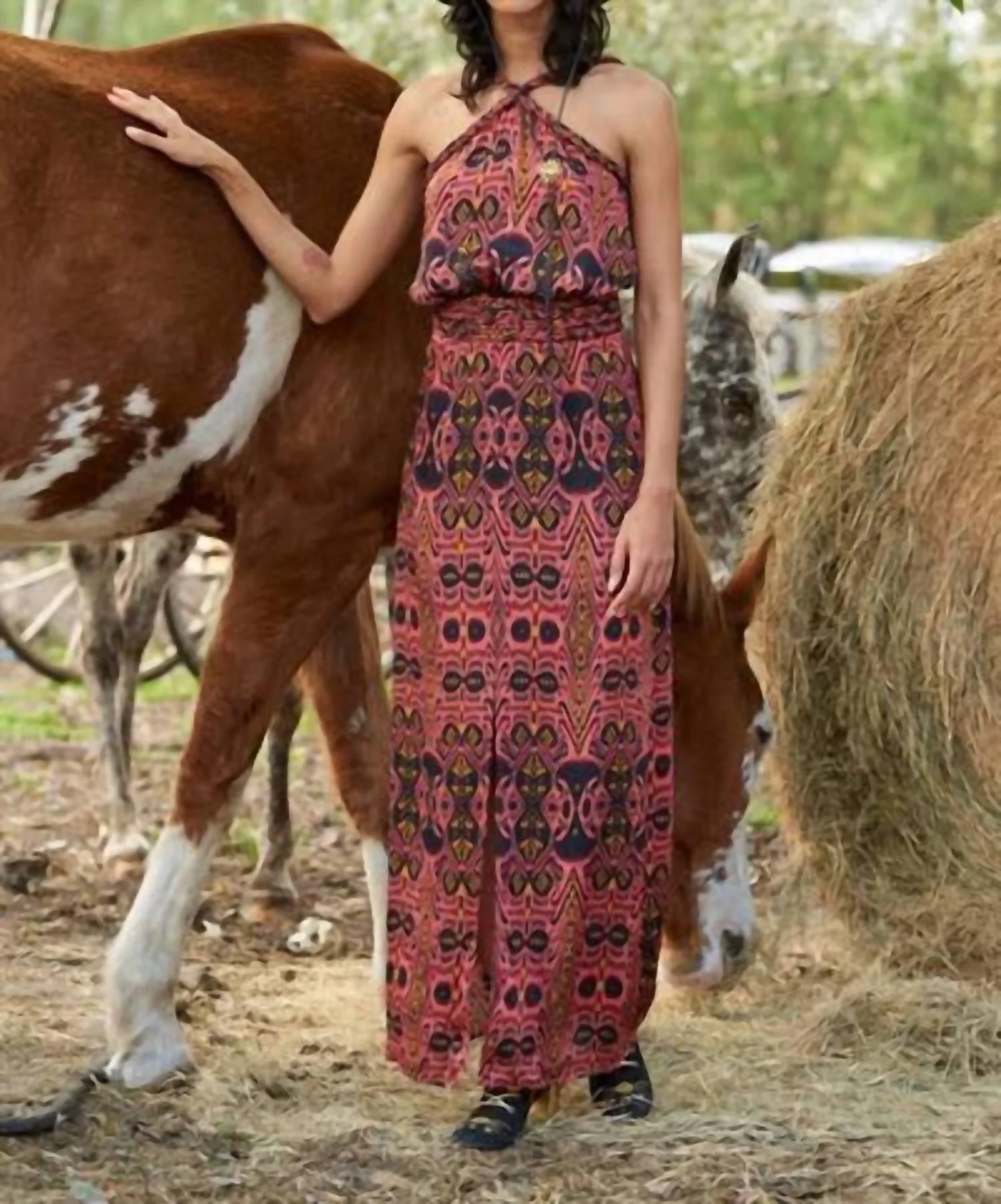 liz dress in ikat terracotta