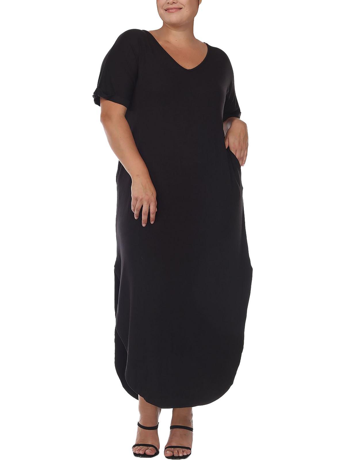 plus womens v-neck long t-shirt dress