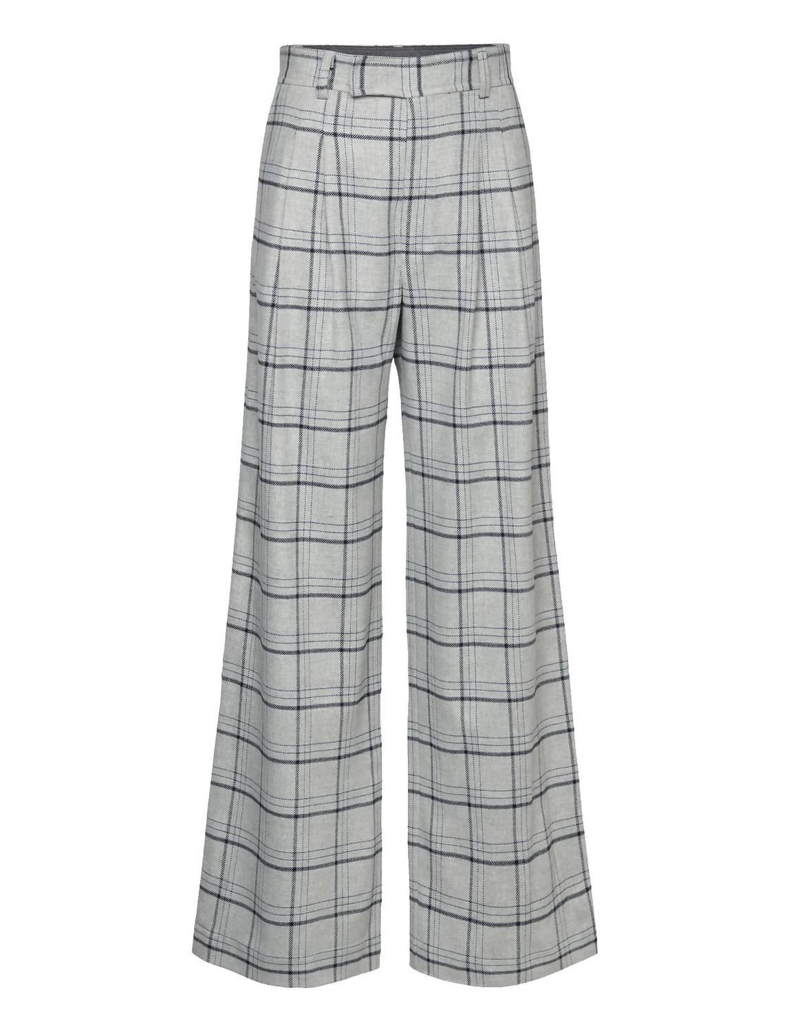 women's kaddy checked wool mix pants in grey checks