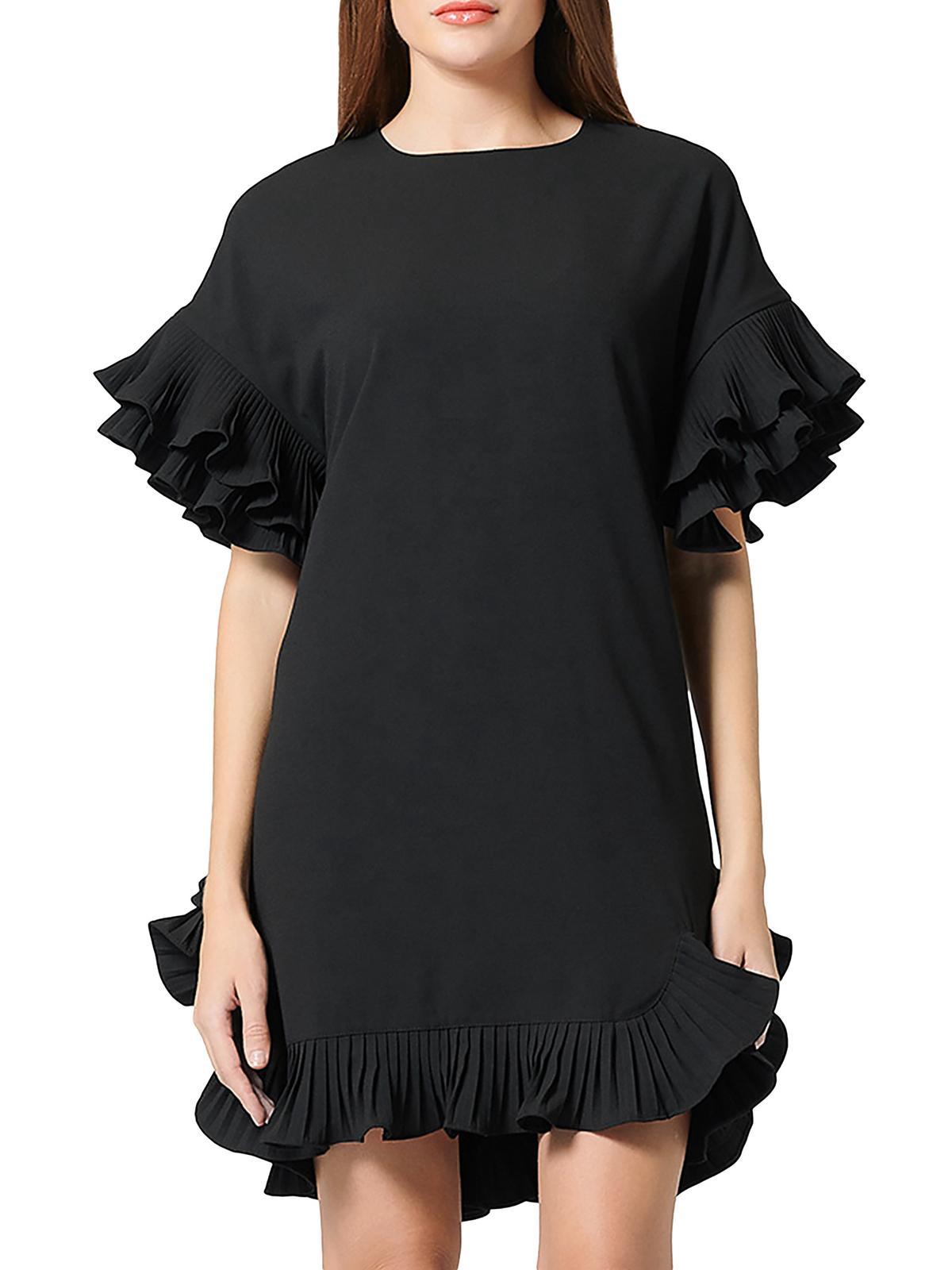 womens pleated midi shift dress