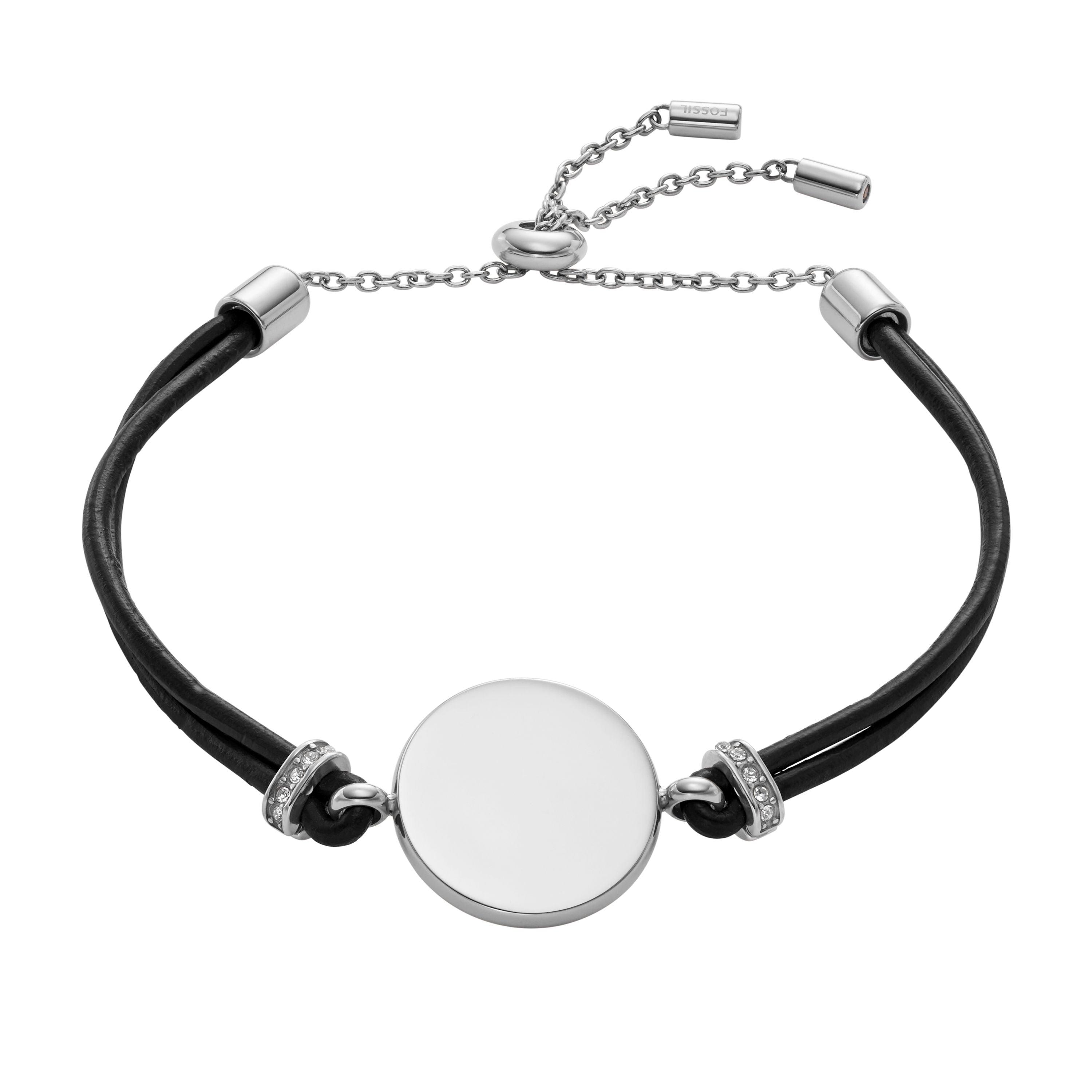 women's elliott stainless steel leather bracelet