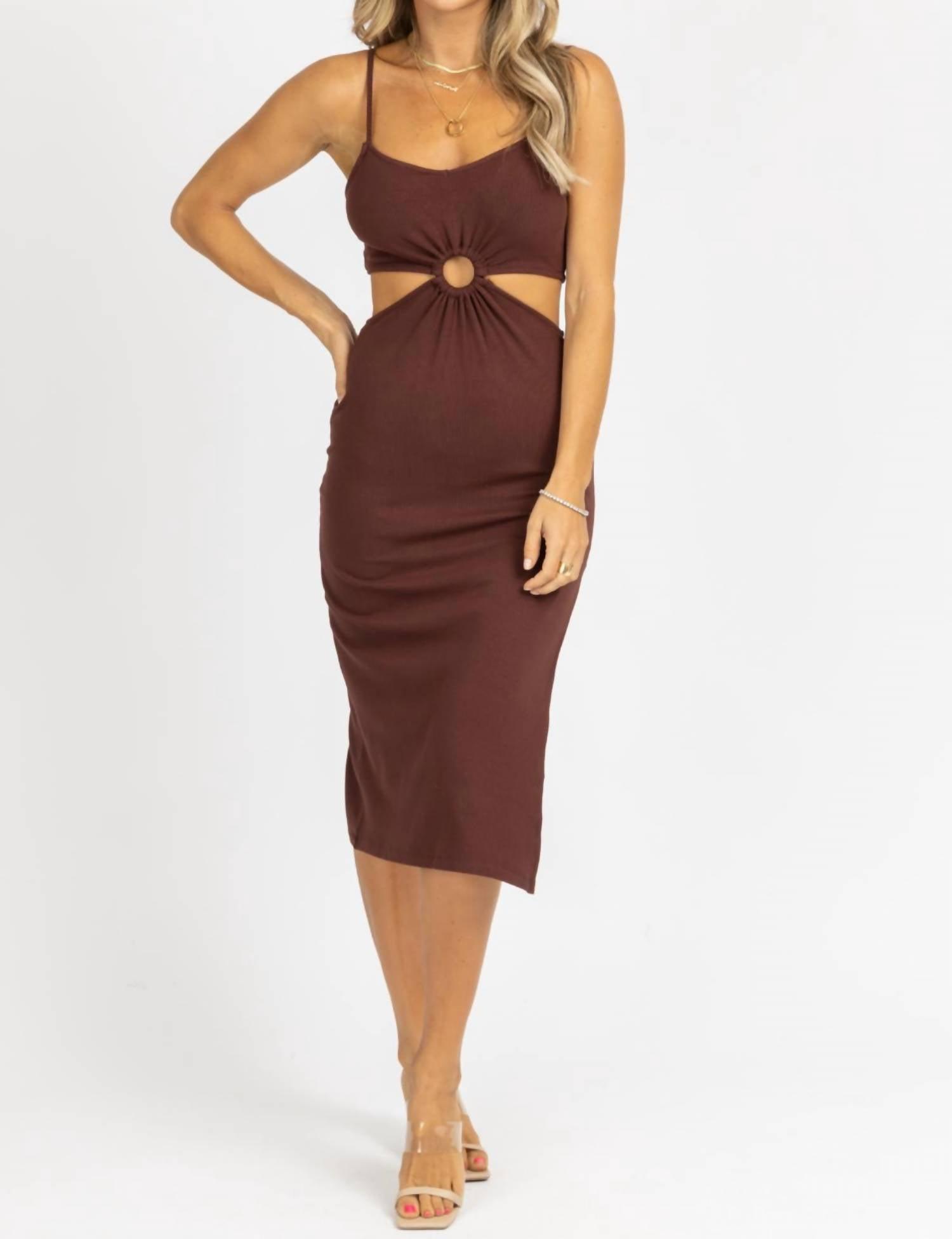 o-ring lennon midi dress in chocolate