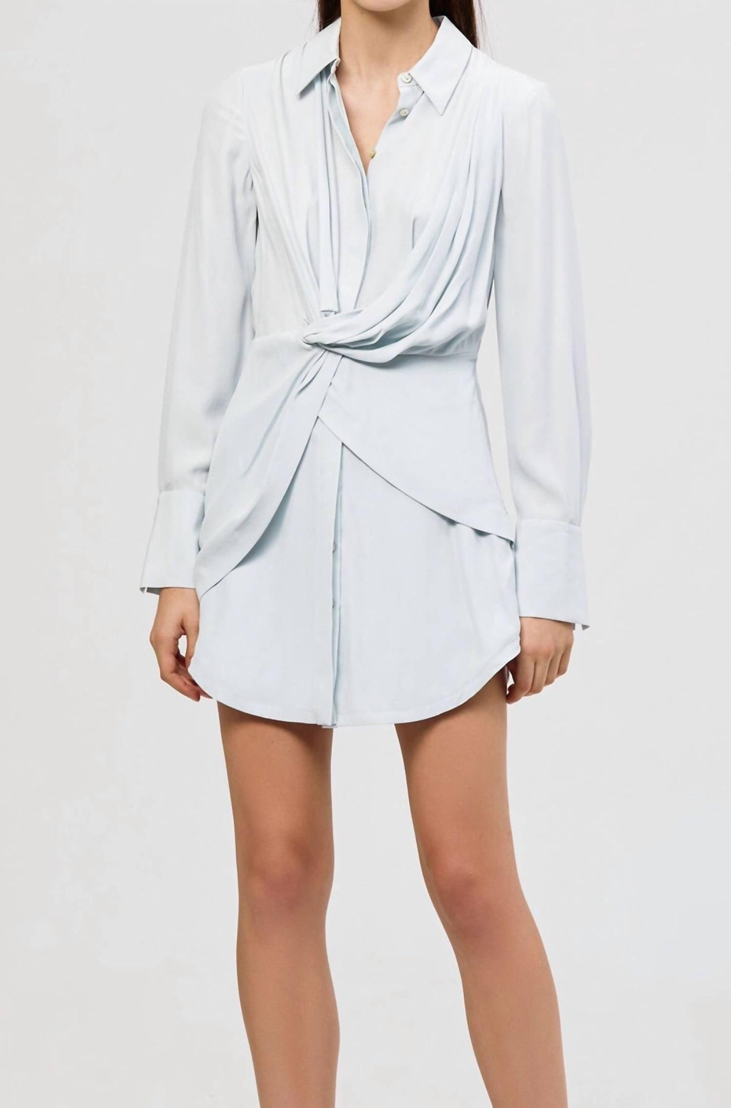 alma silk shirt dress in ice blue