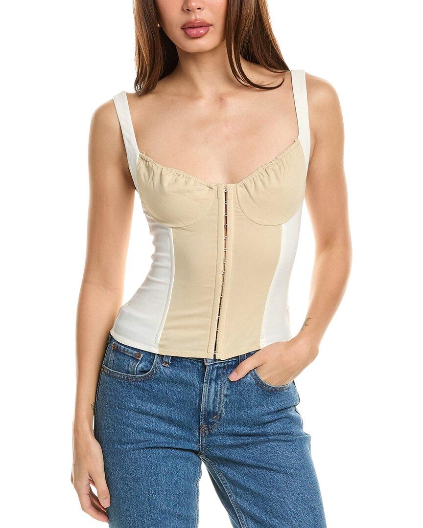 ruched cup scoop linen-blend corset