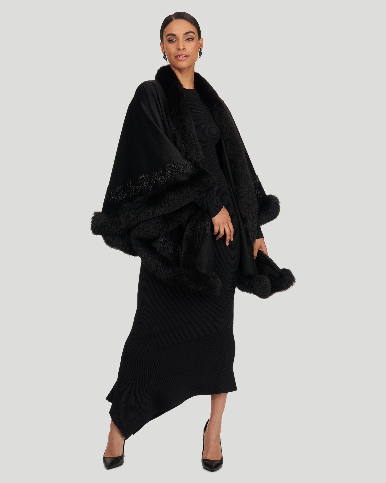 embroidered wool and cashmere cape