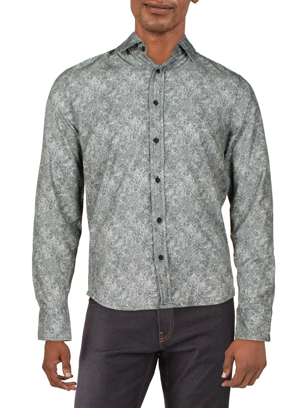 mens printed collared button-down shirt