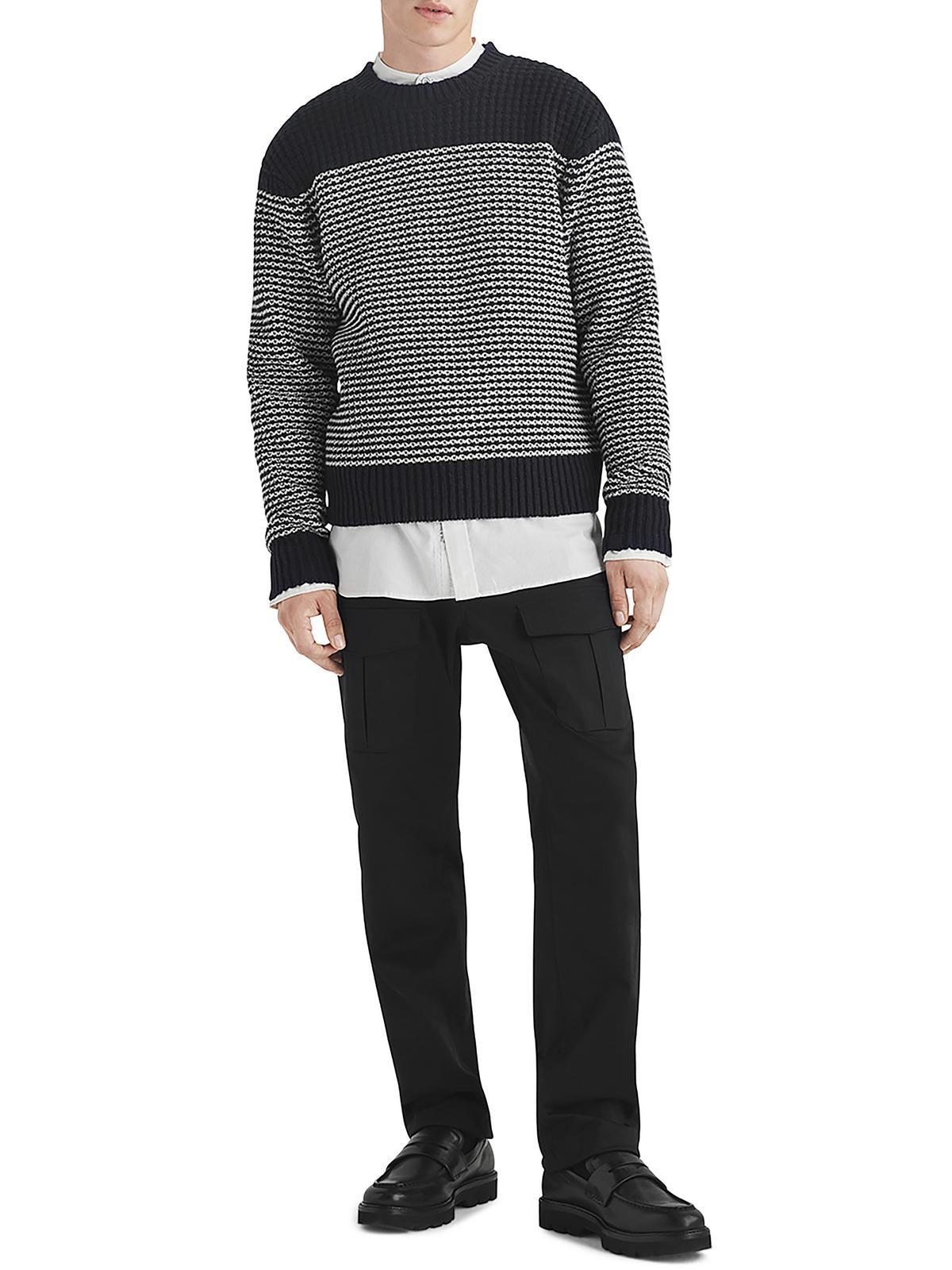 mens wool striped crewneck sweater