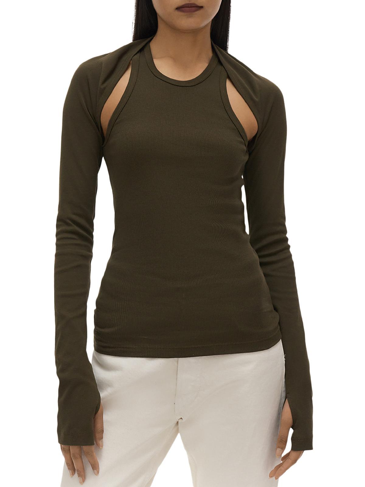 womens ribbed cold shoulder top