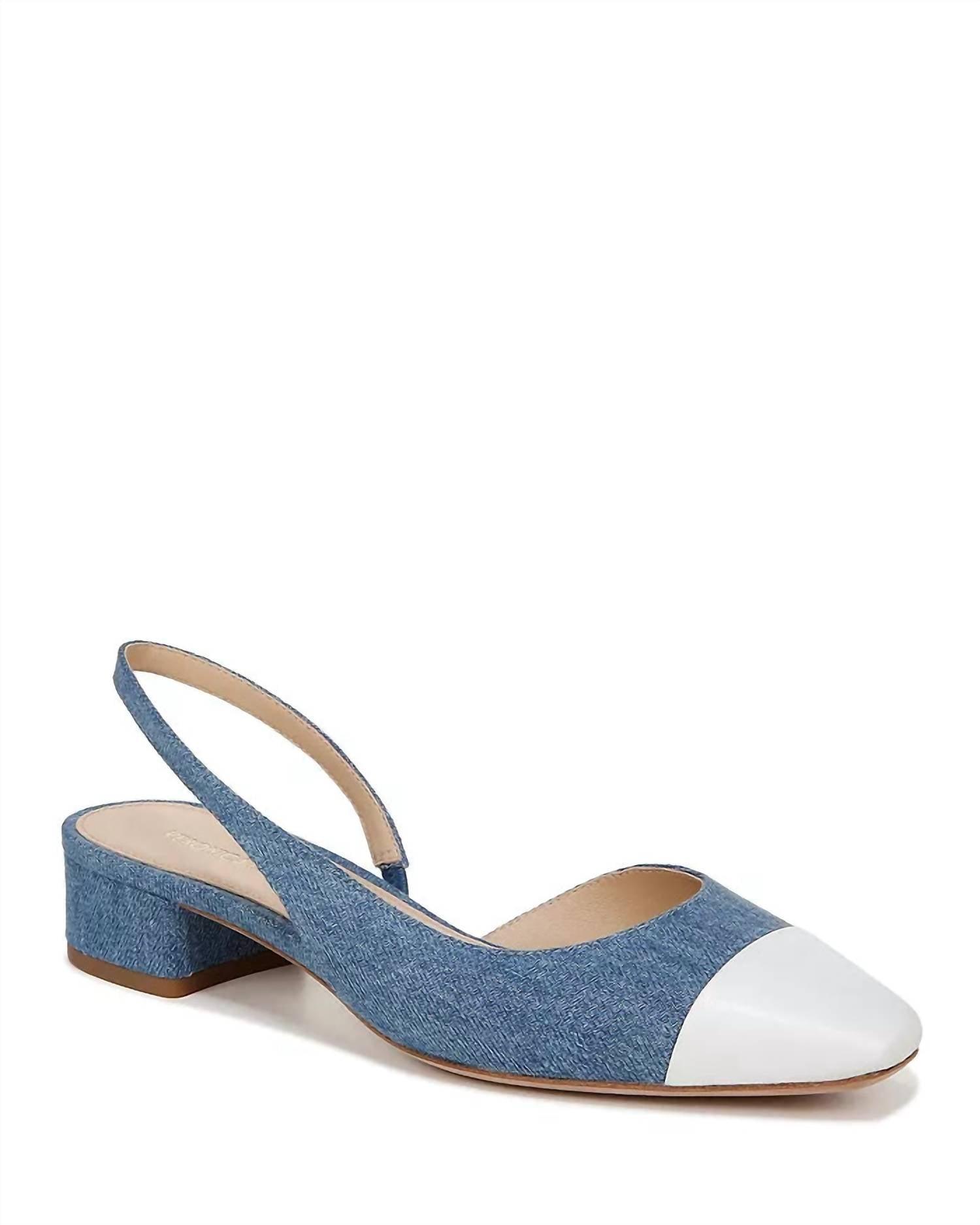 cecile denim cap-toe slingback sandals in denim coconut