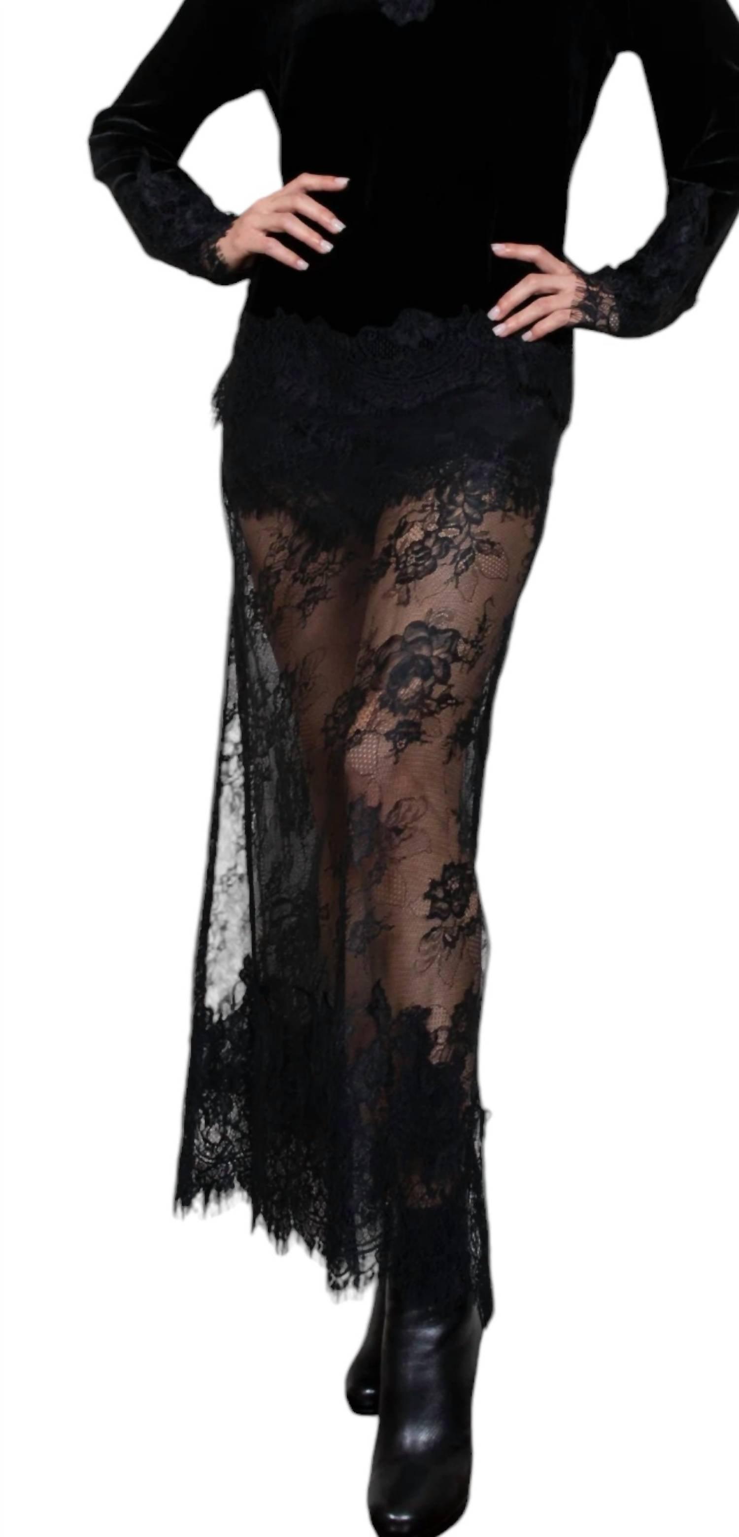 stacy lace bias skirt in black