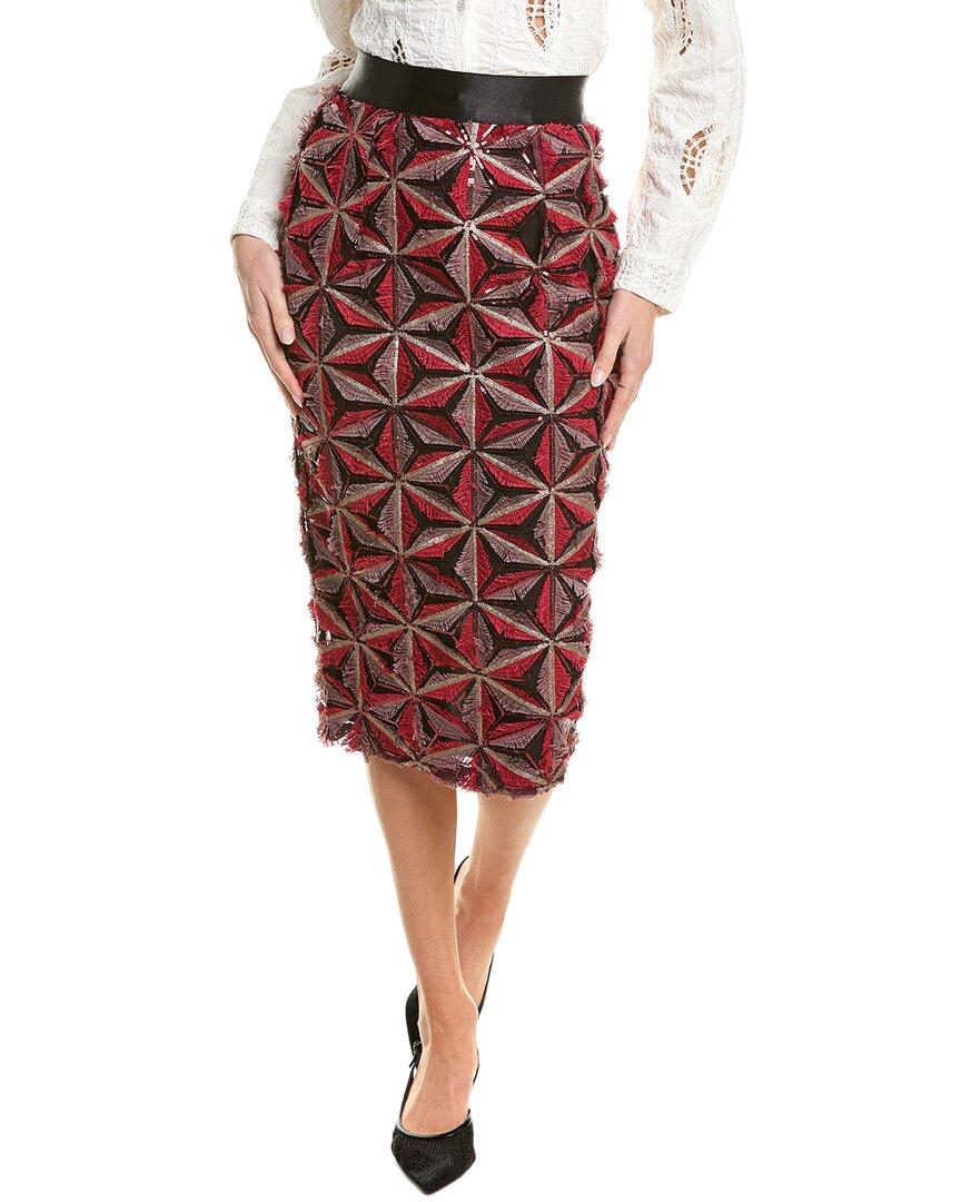 sequin beaded pinwheel midi skirt