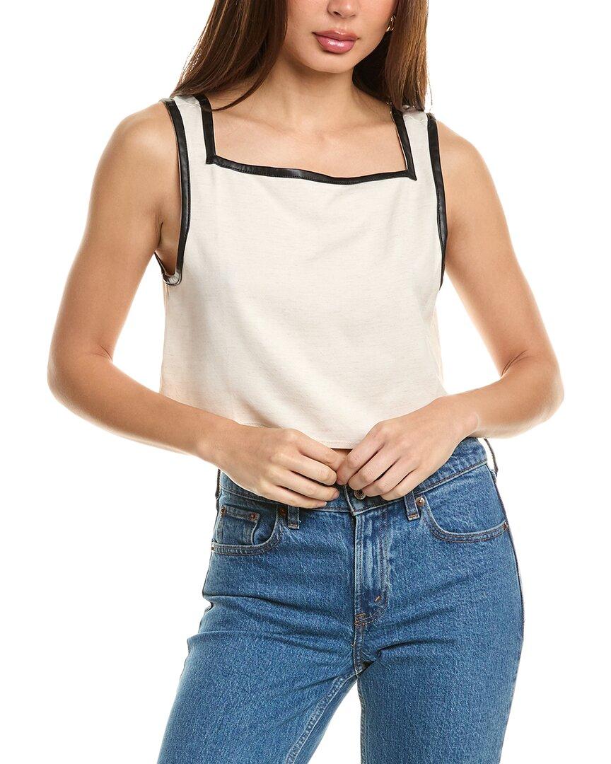 linen-blend crop top