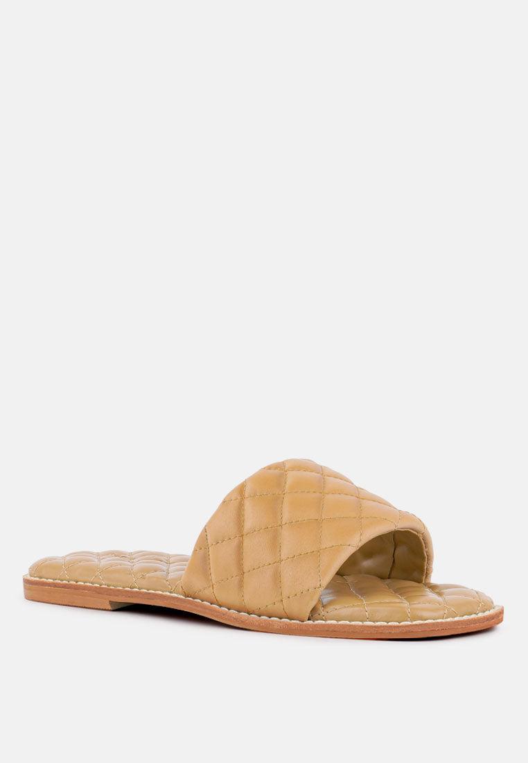 odalta beige handcrafted quilted summer flats