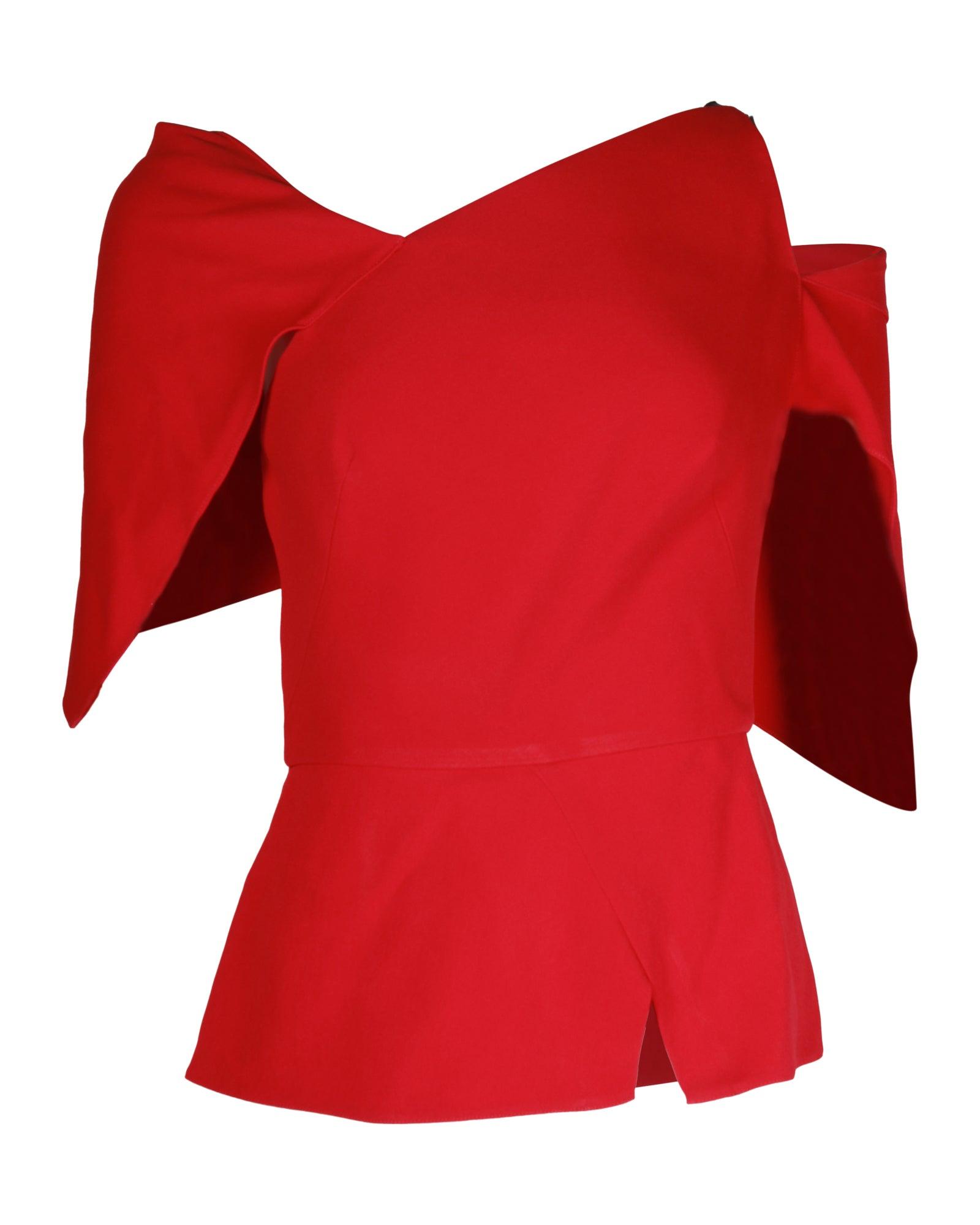 roland mouret asymmetric peplum top in fuchsia pink viscose