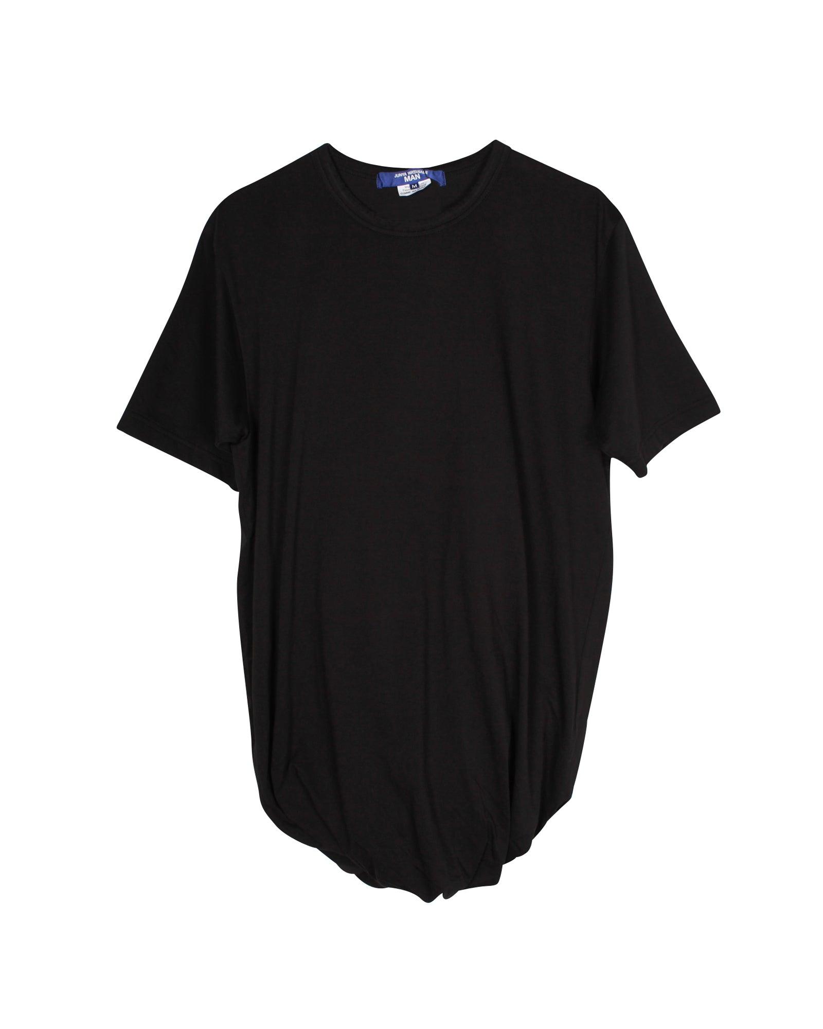 gathered detail t-shirt in black cotton