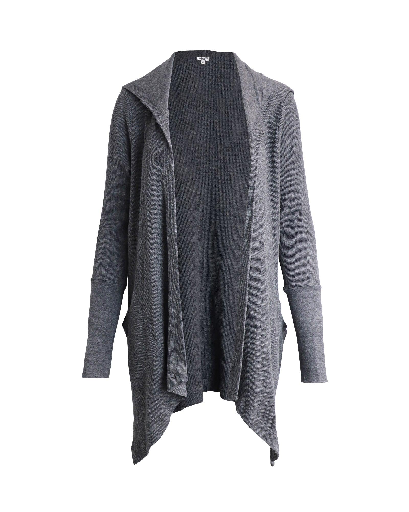 hooded cardigan in grey cotton