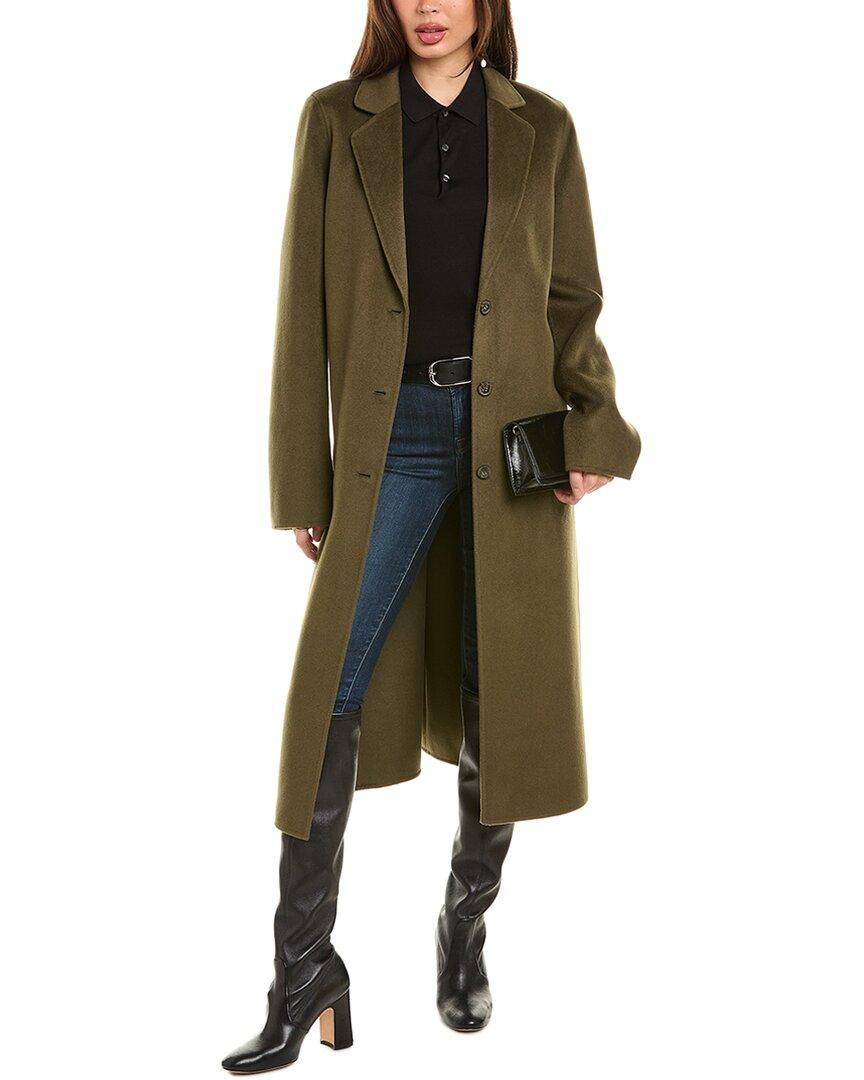 single-breasted long wool & cashmere-blend coat