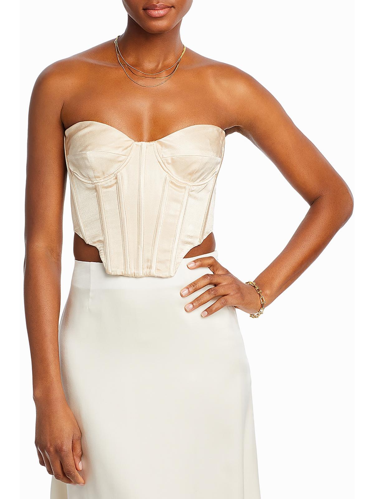 womens bustier strapless cropped