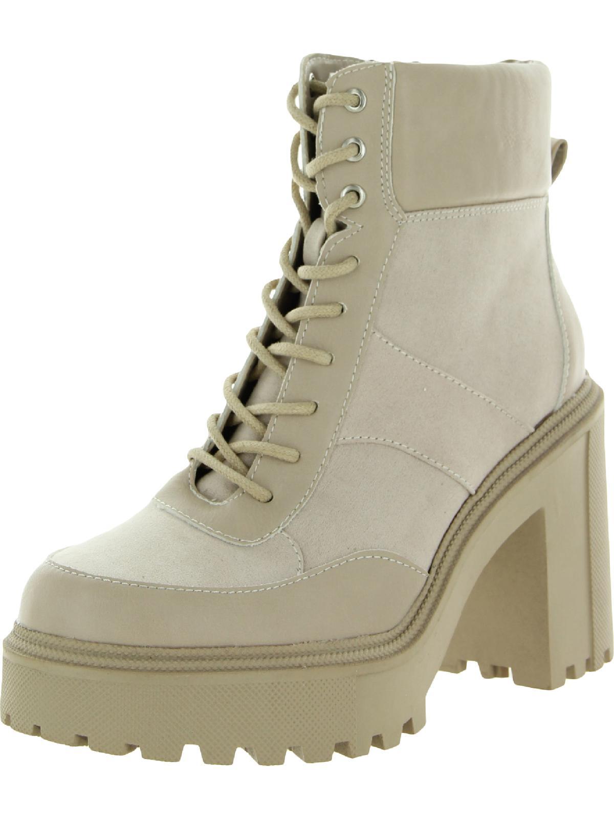 roguee womens faux suede platform combat & lace-up boots