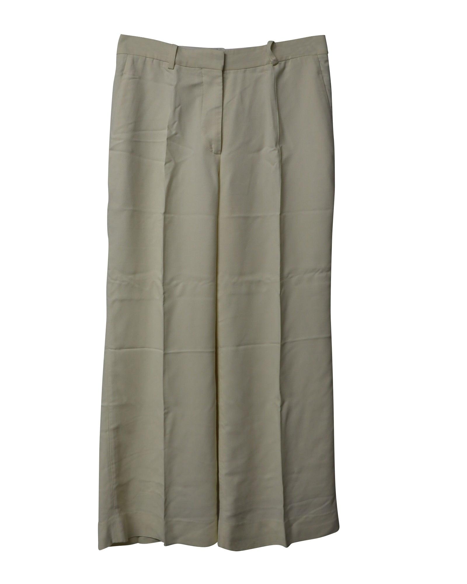 pleated trousers in cream viscose