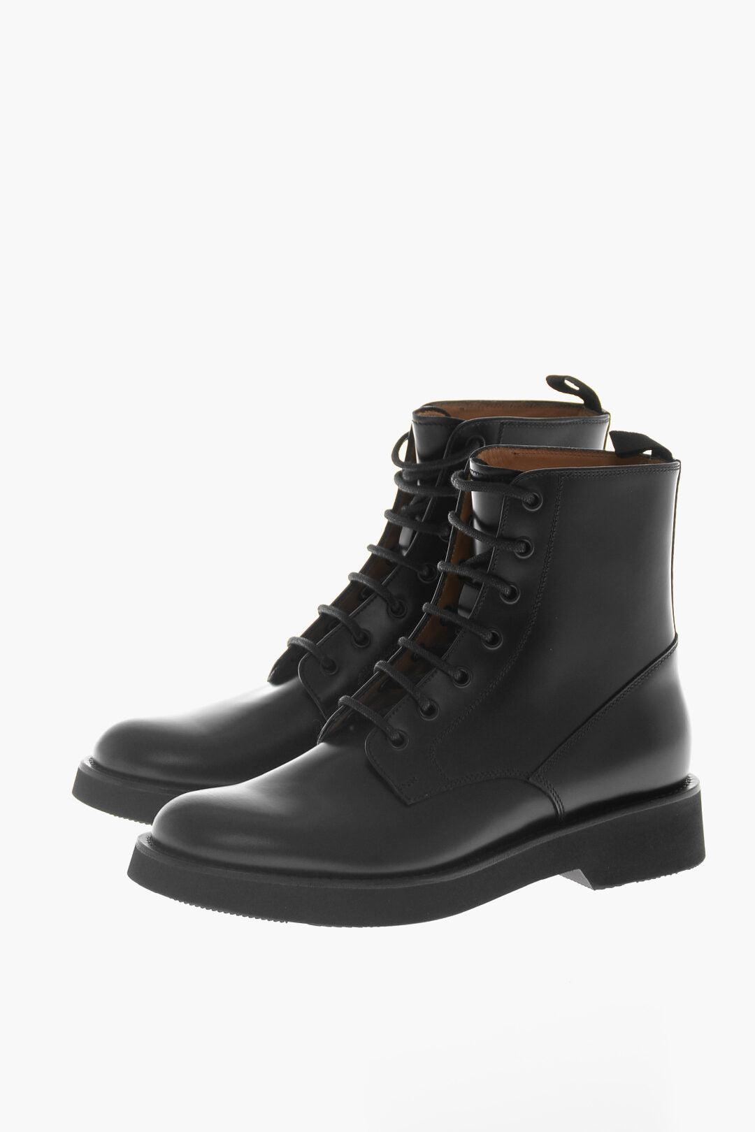 brushed leather combat boots